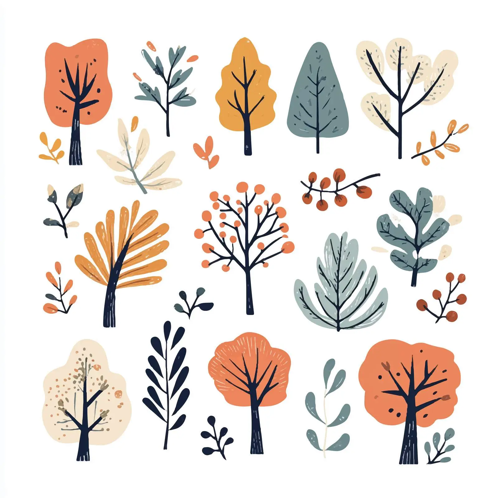 Deciduous Trees Foliage Botanical Collection — free download from Dotvec