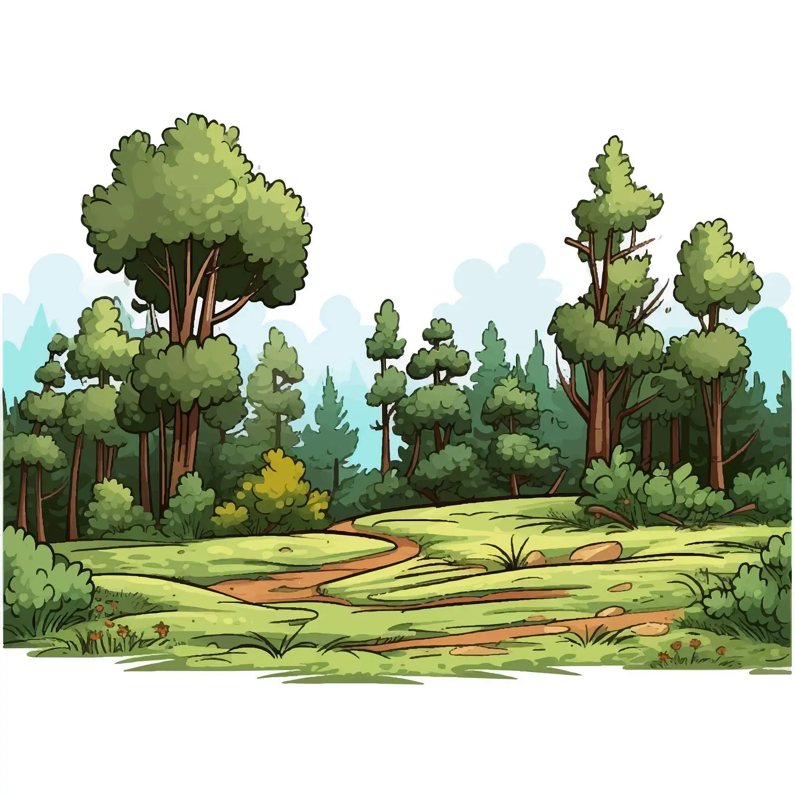 Cartoon Forest with Field Vector Illustration — free download from Dotvec
