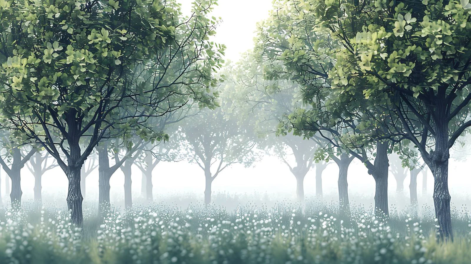 Serene Morning Forest on White — free download from Dotvec