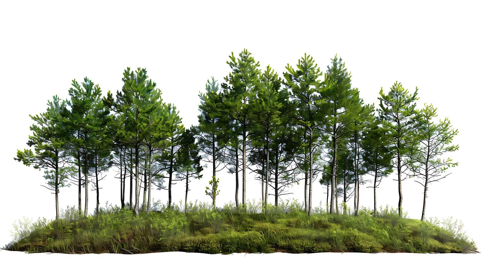 Secluded Forest on White Background Scene — free download from Dotvec