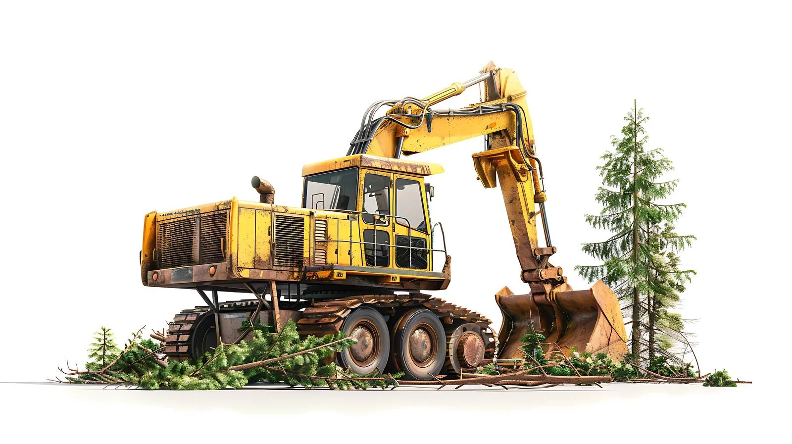 Modern Forestry Harvester in Isolated Setting — free download from Dotvec