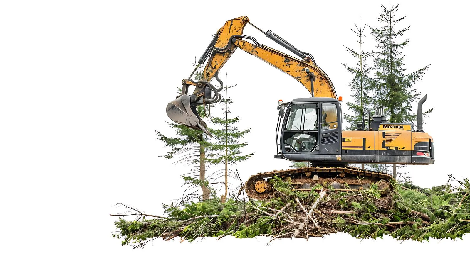 Modern Harvester Machine Cutting Trees in Isolation — free download from Dotvec