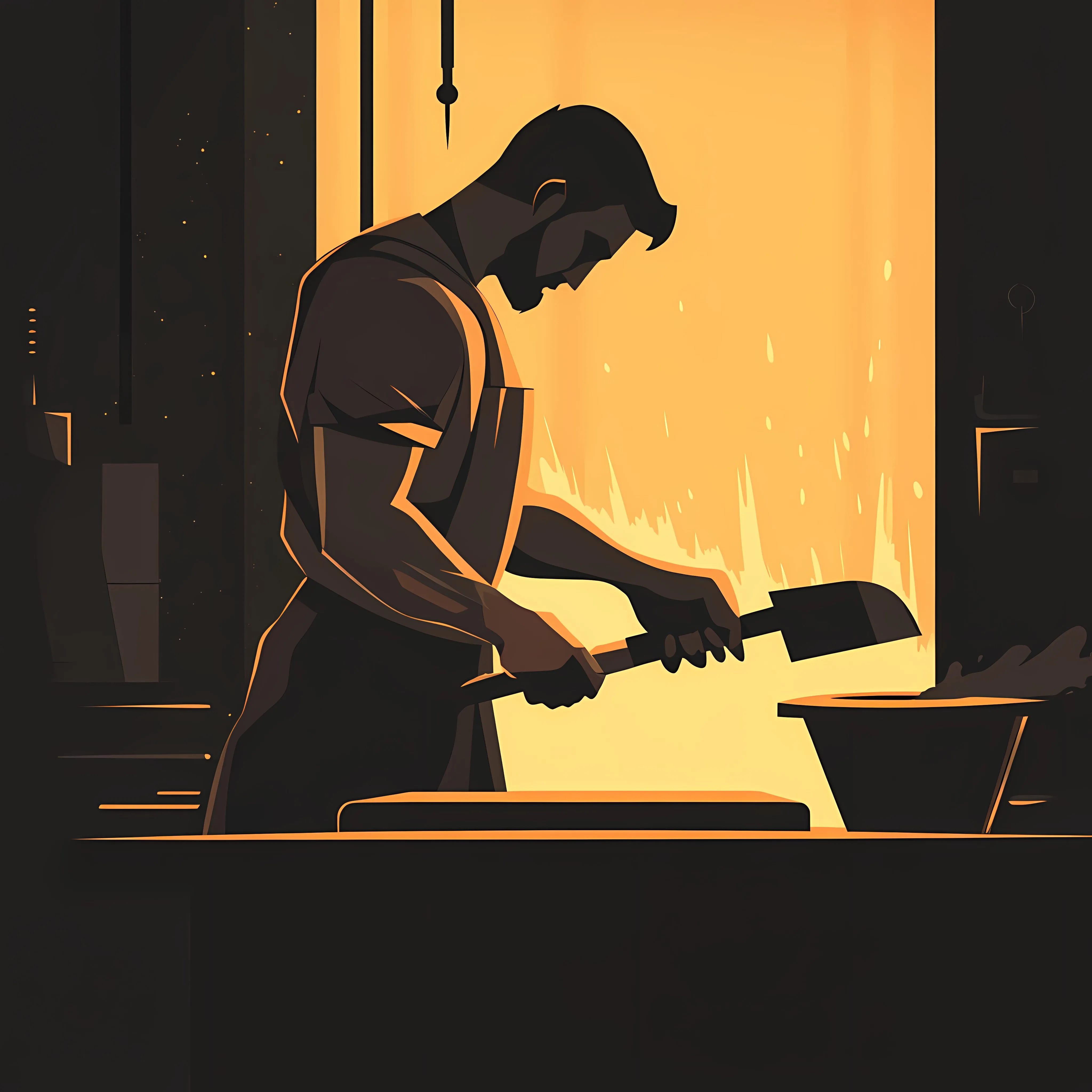 Stylish Forge Vector Silhouette Illustration Art — free download from Dotvec