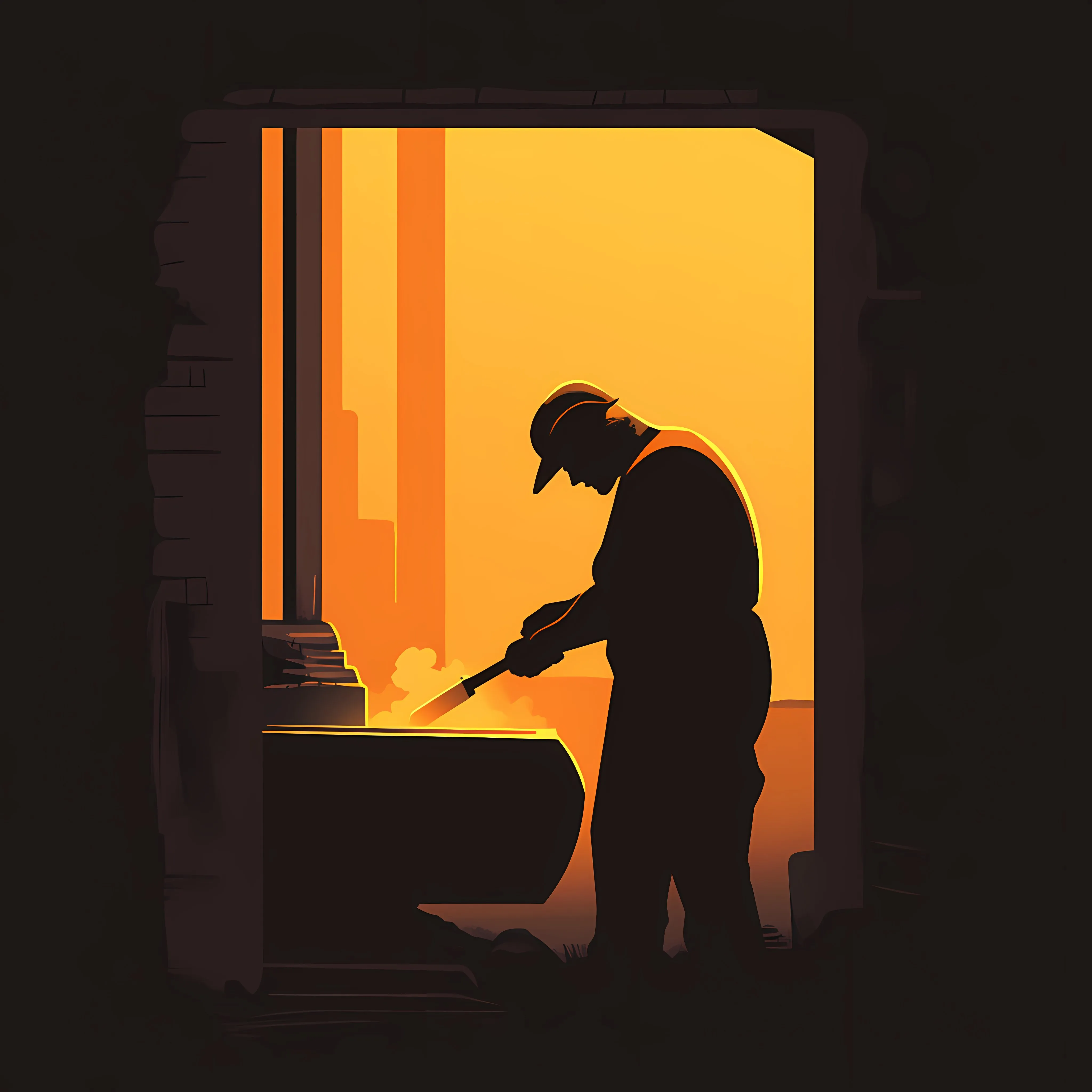 Forge Vector Silhouette Art Illustration Design — free download from Dotvec