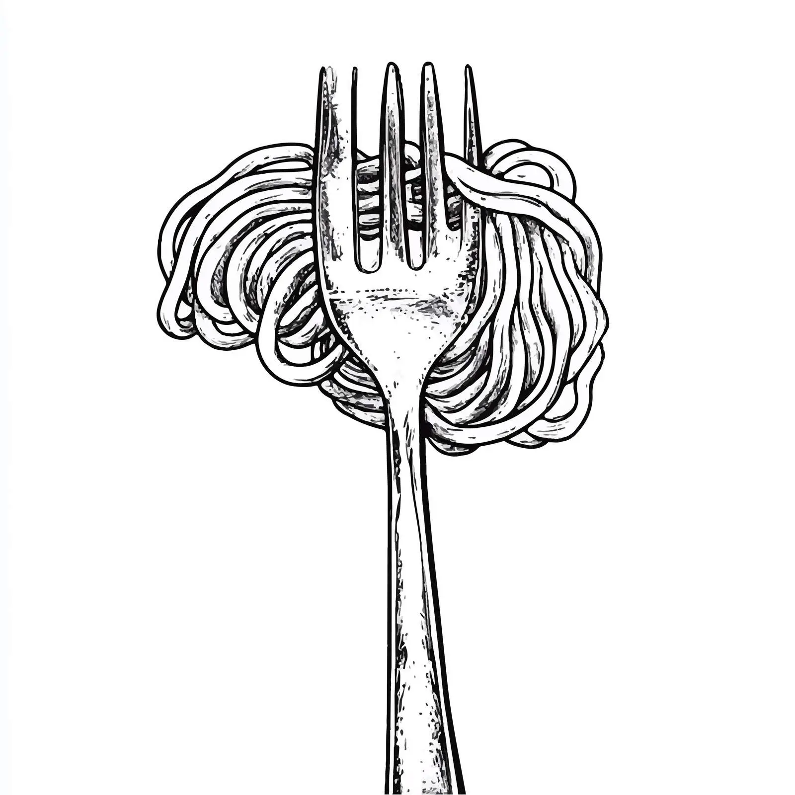 Fork and Noodle Cartoon Vector Illustration — free download from Dotvec