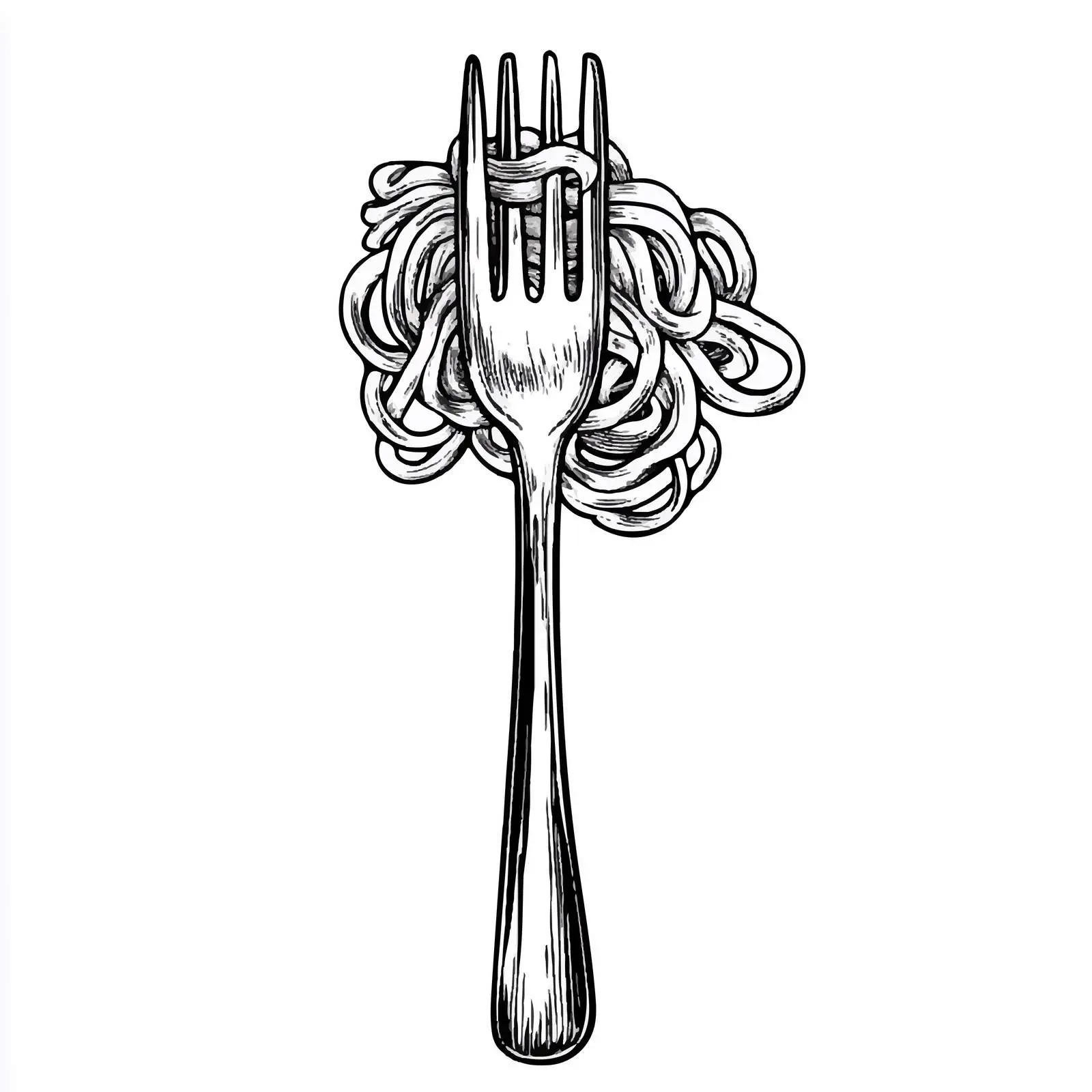 Fork and Noodle Cartoon Vector Illustration — free download from Dotvec