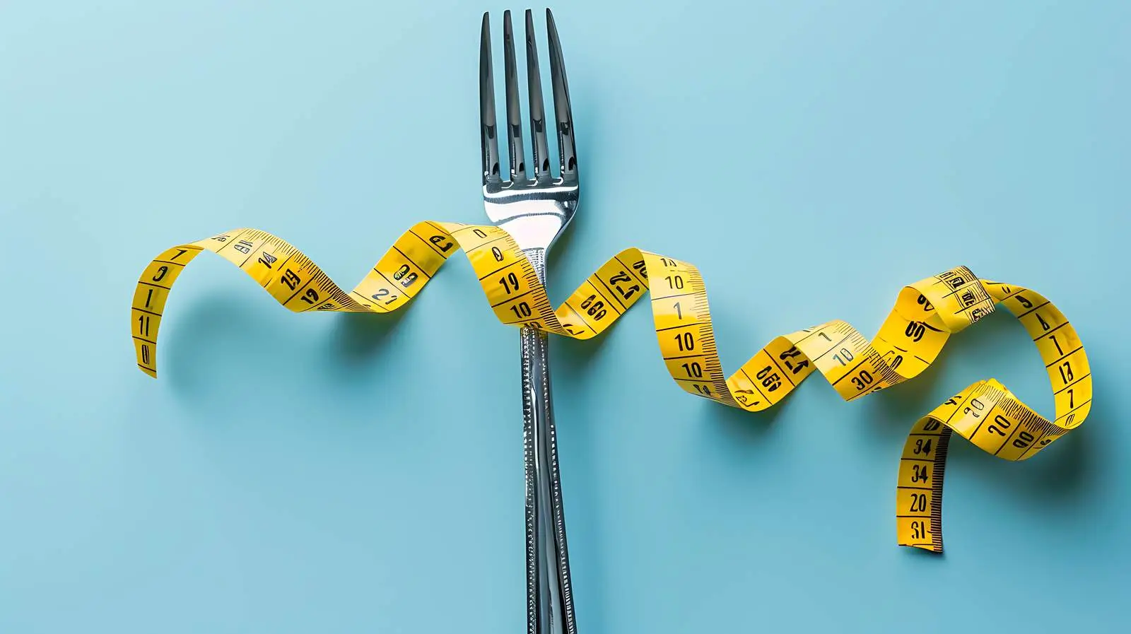 Dieting Concept with Fork and Measuring Tape – free tool image from Dotvec
