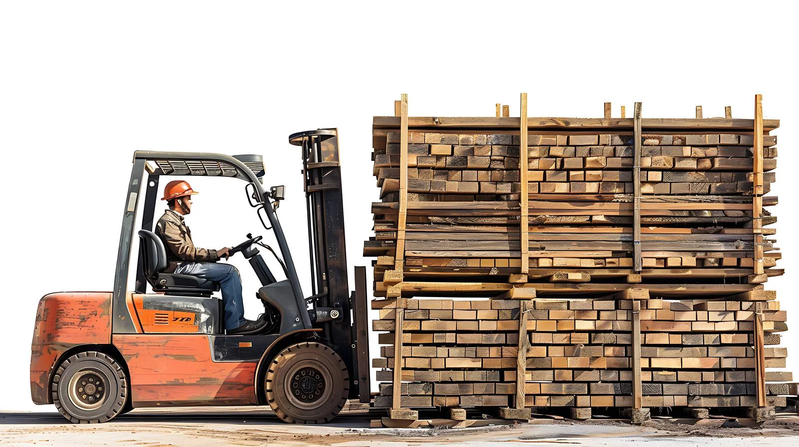 Forklift loading lumber into dry kiln — free download from Dotvec