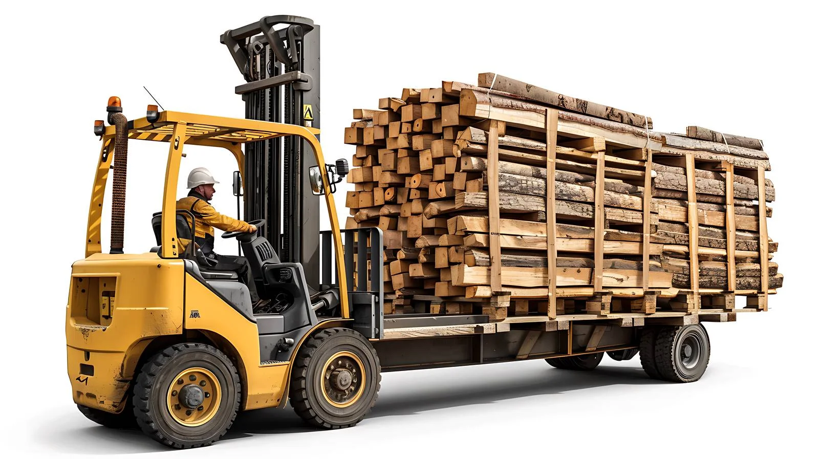 Industrial forklift loading lumber into dry kiln — free download from Dotvec