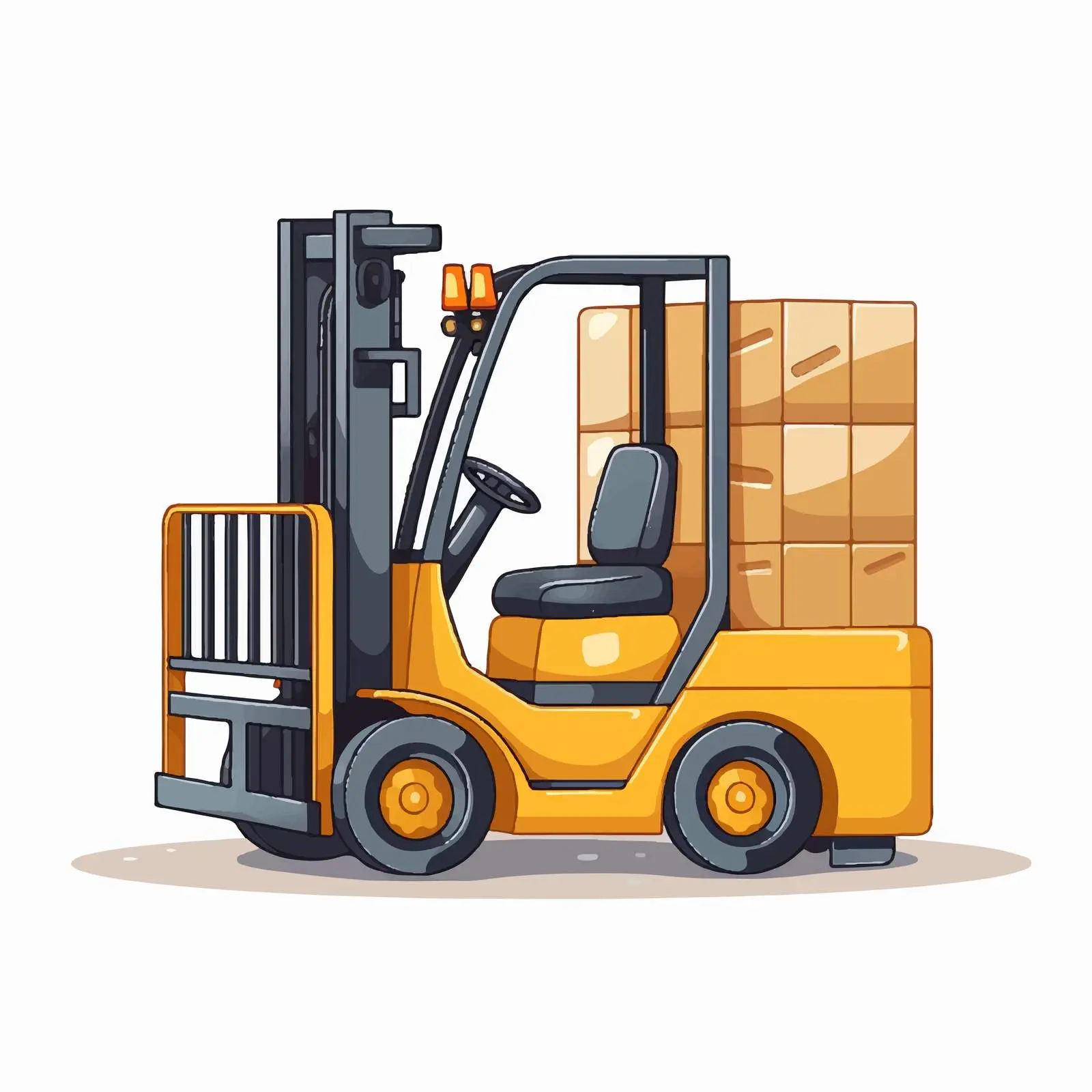 Cartoon Forklift with Boxes and Door Vector — free download from Dotvec