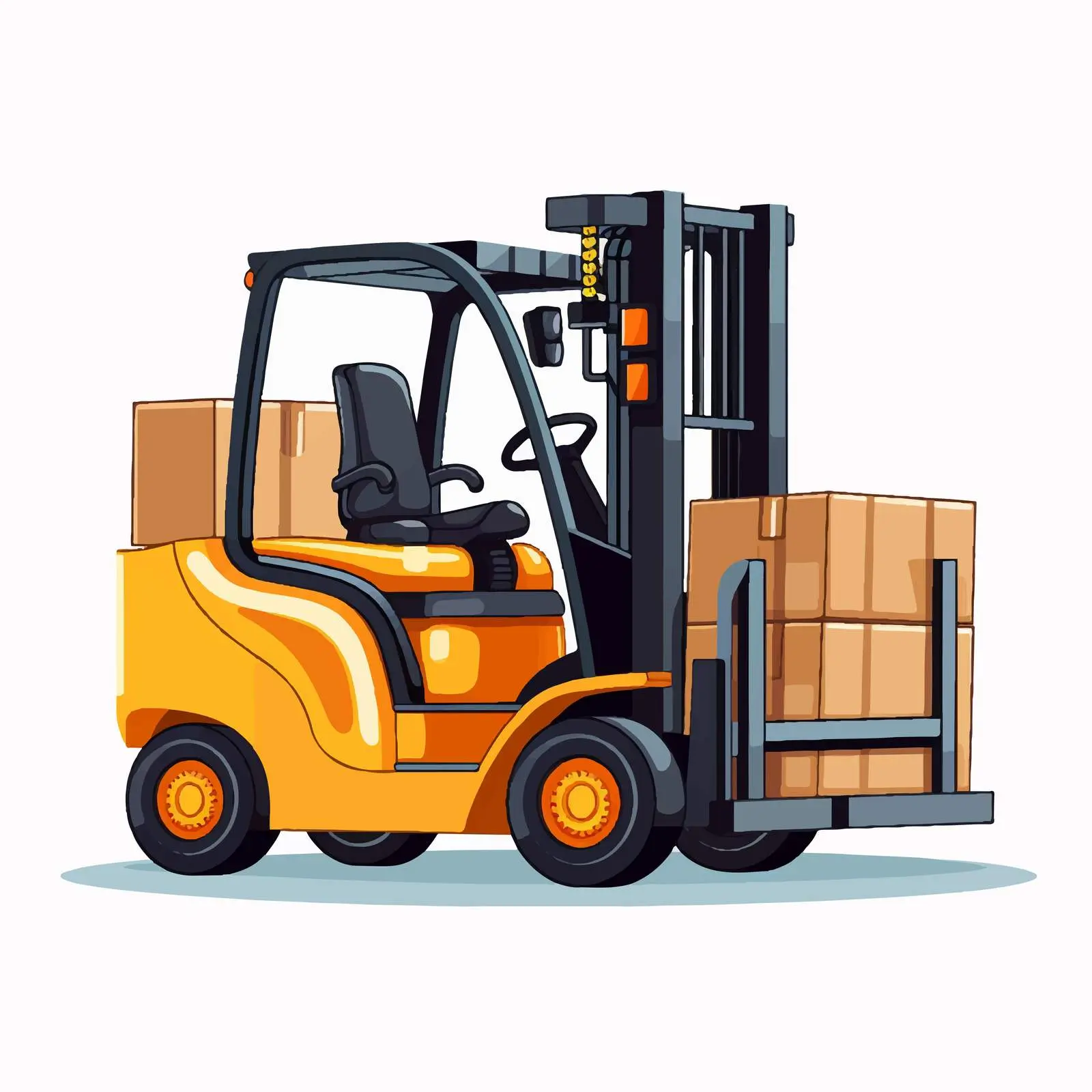 Forklift with Boxes and Door Cartoon Vector — free download from Dotvec