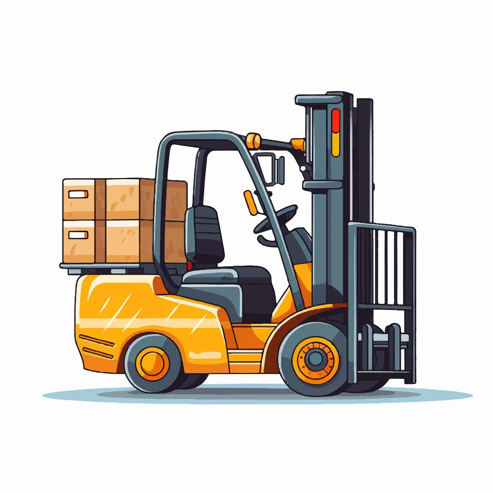 Cartoon Forklift with Boxes and Door Vector – free forklift image from Dotvec