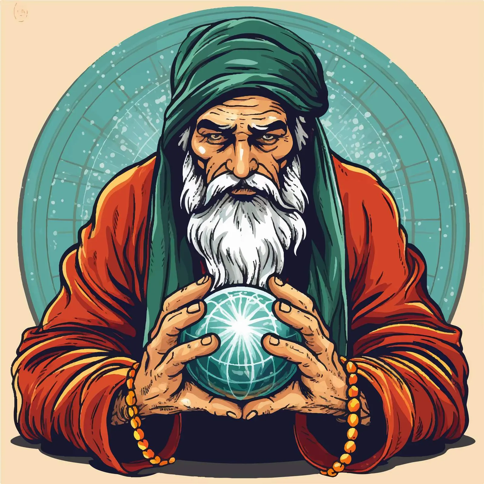 Fortune Teller with Crystal Ball Illustration — free download from Dotvec