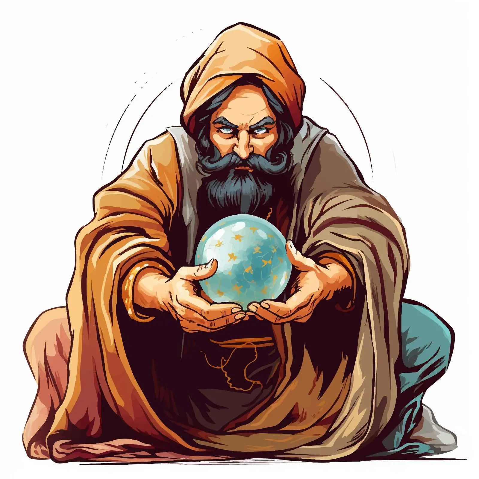 Fortune Teller with Crystal Ball Vector Illustration — free download from Dotvec