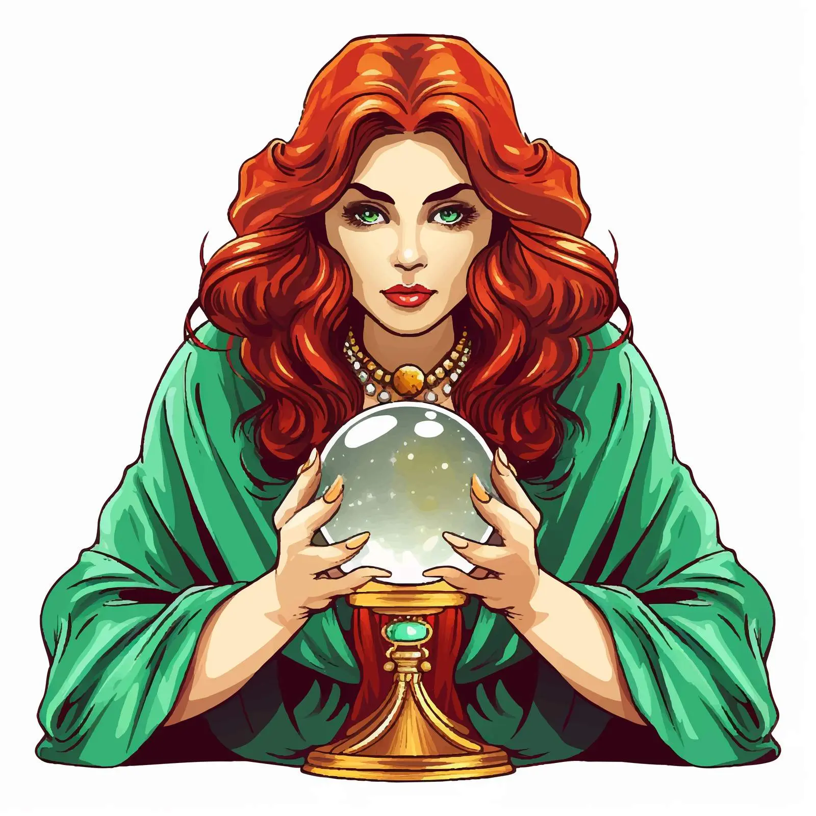 Fortune Teller with Crystal Ball Vector Illustration — free download from Dotvec