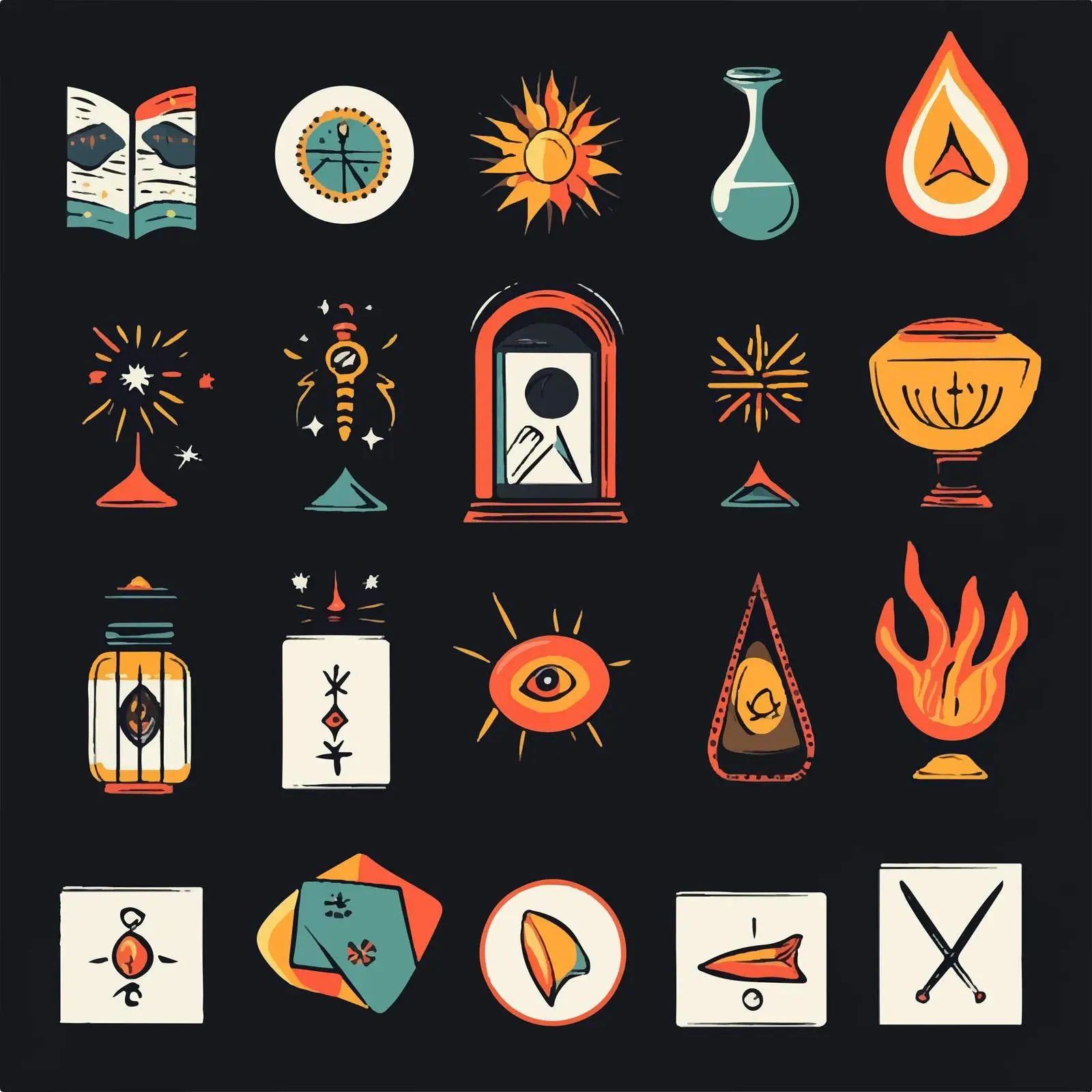 Flat Vector Fortune Telling Icons Collection — free download from Dotvec