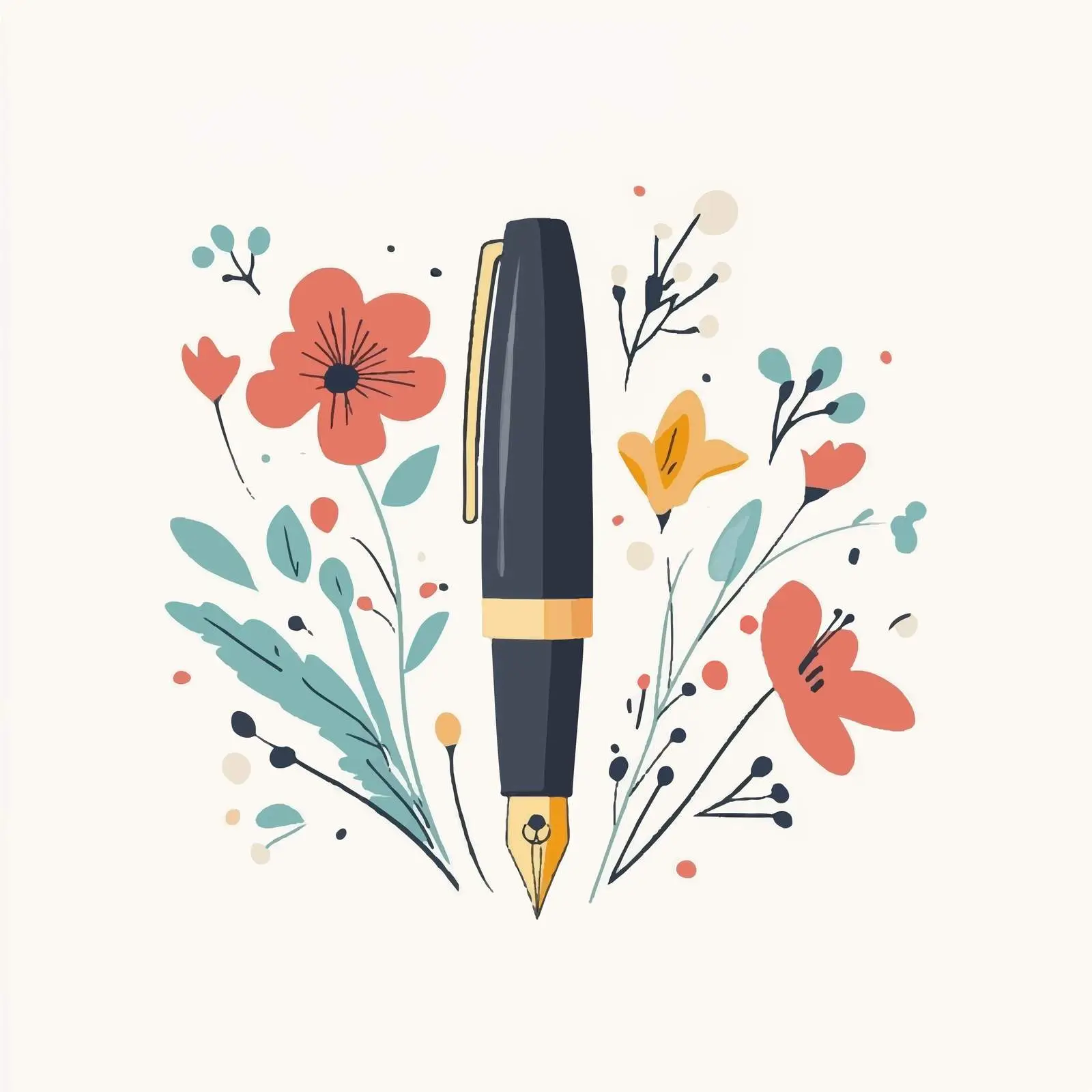 Elegant Fountain Pen Vector Illustration on White Background — free download from Dotvec