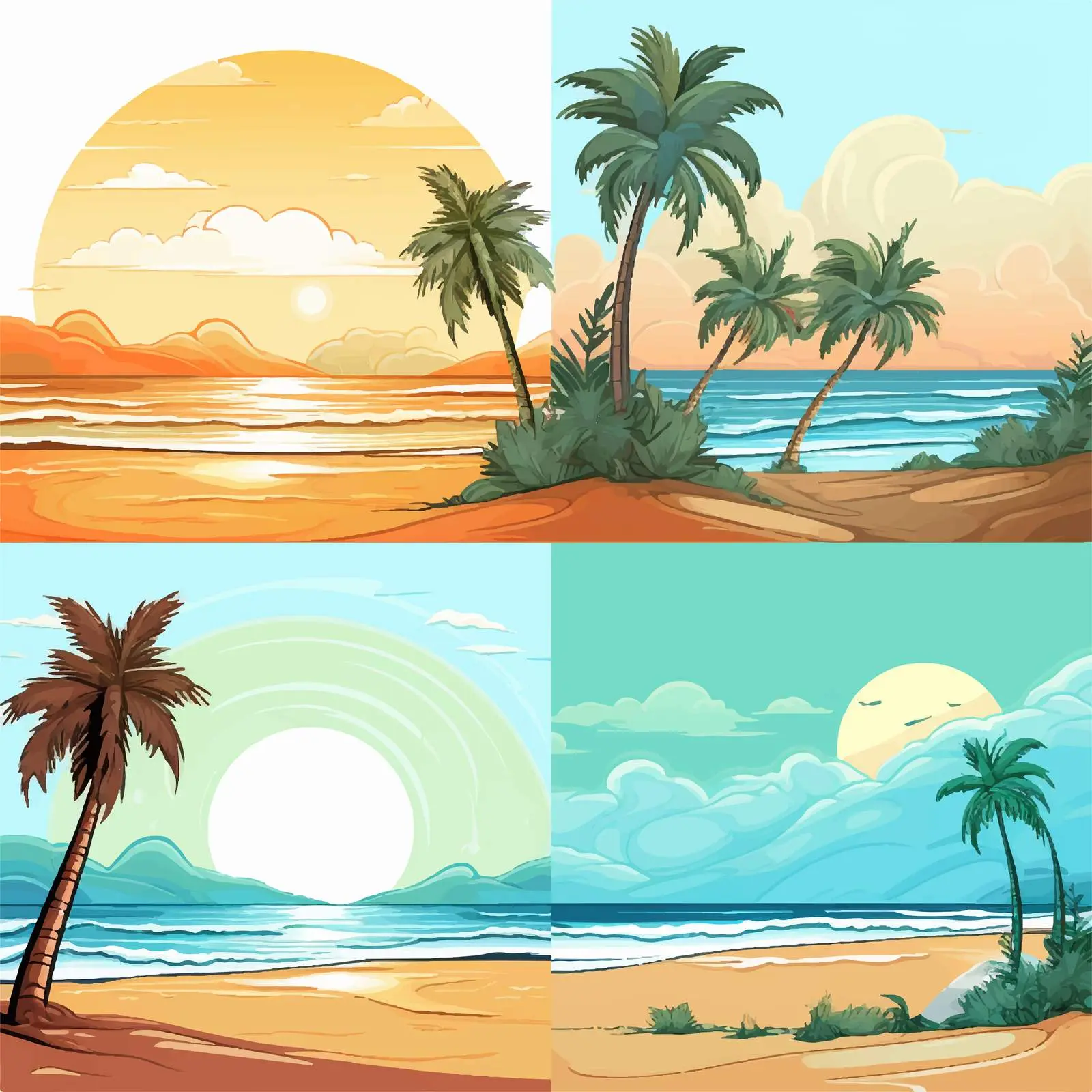 Four Beach Scenes at Different Times of Day – free afternoon image from Dotvec