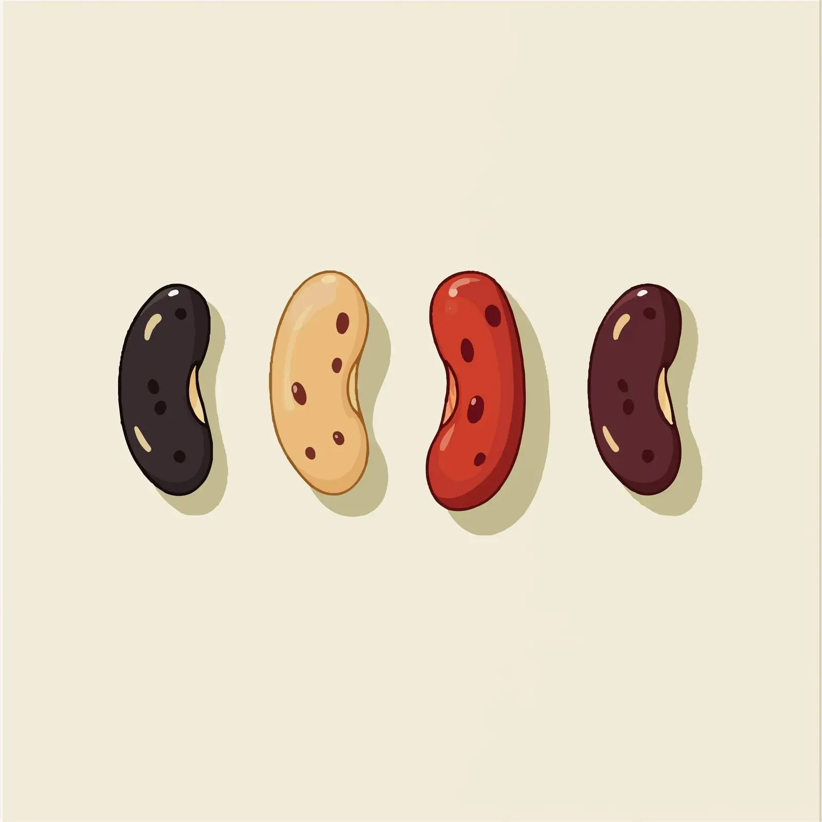 Four Beans Flat Vector Illustration in Frame — free download from Dotvec