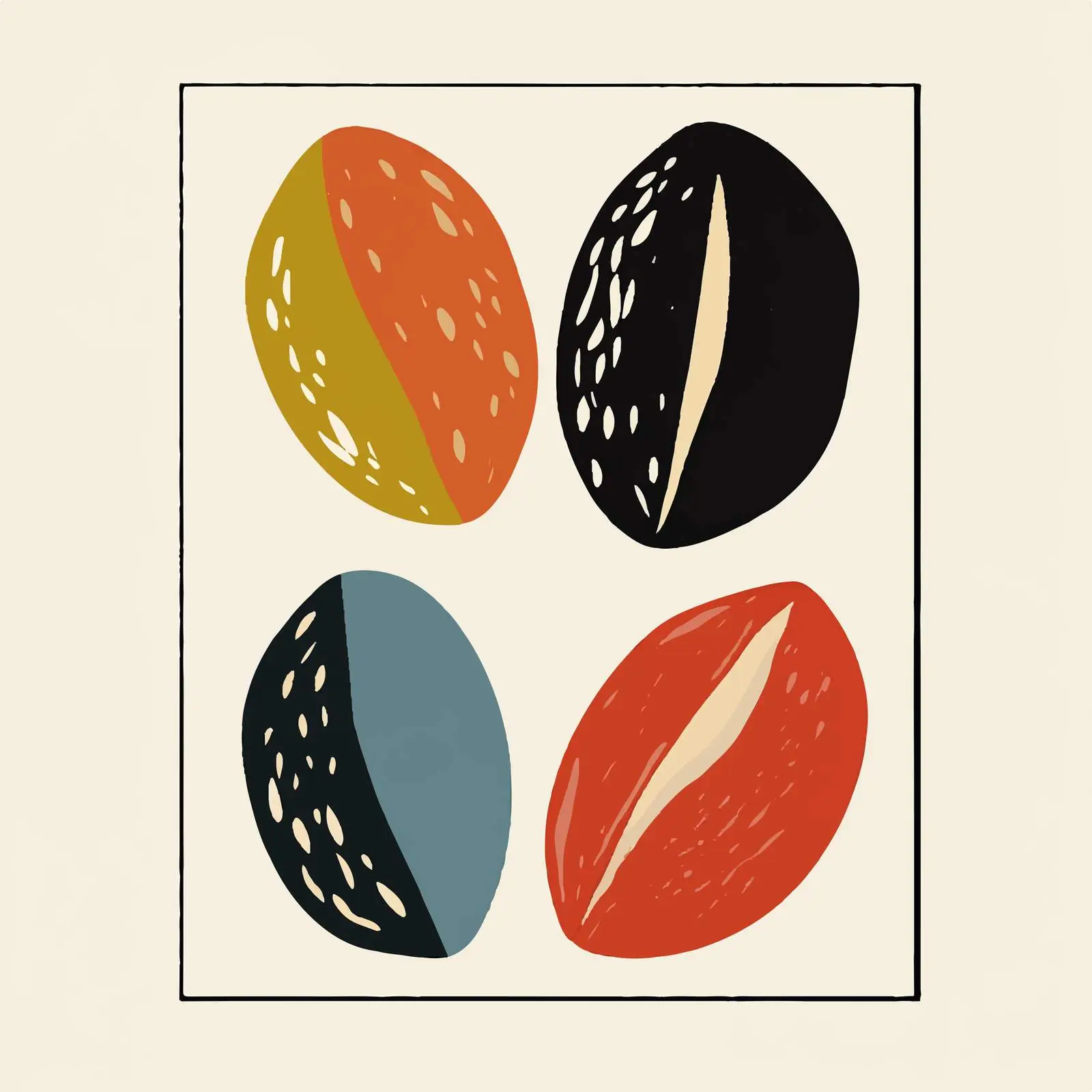 Flat Vector Illustration of Four Beans in Frame — free download from Dotvec