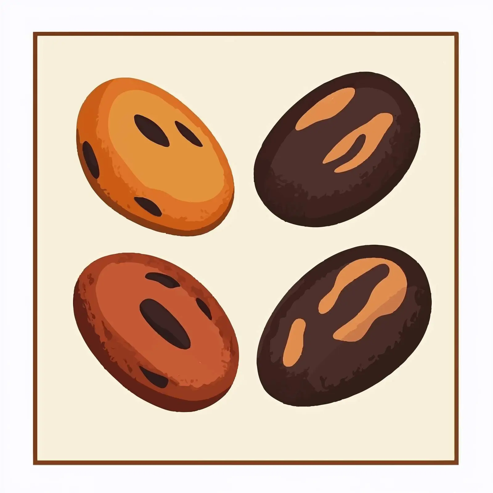 Four Beans Vector Illustration Framed Design — free download from Dotvec