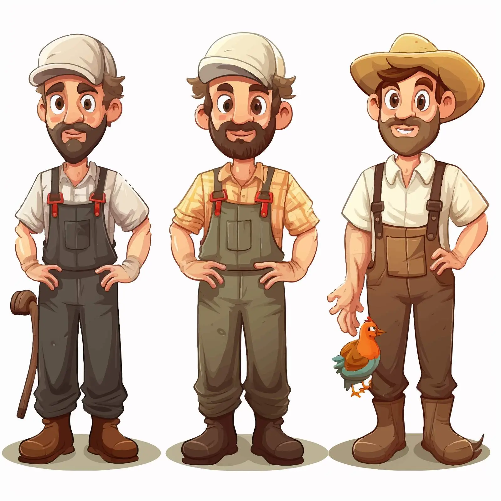 Cartoon Farmers in Diverse Work Outfits — free download from Dotvec