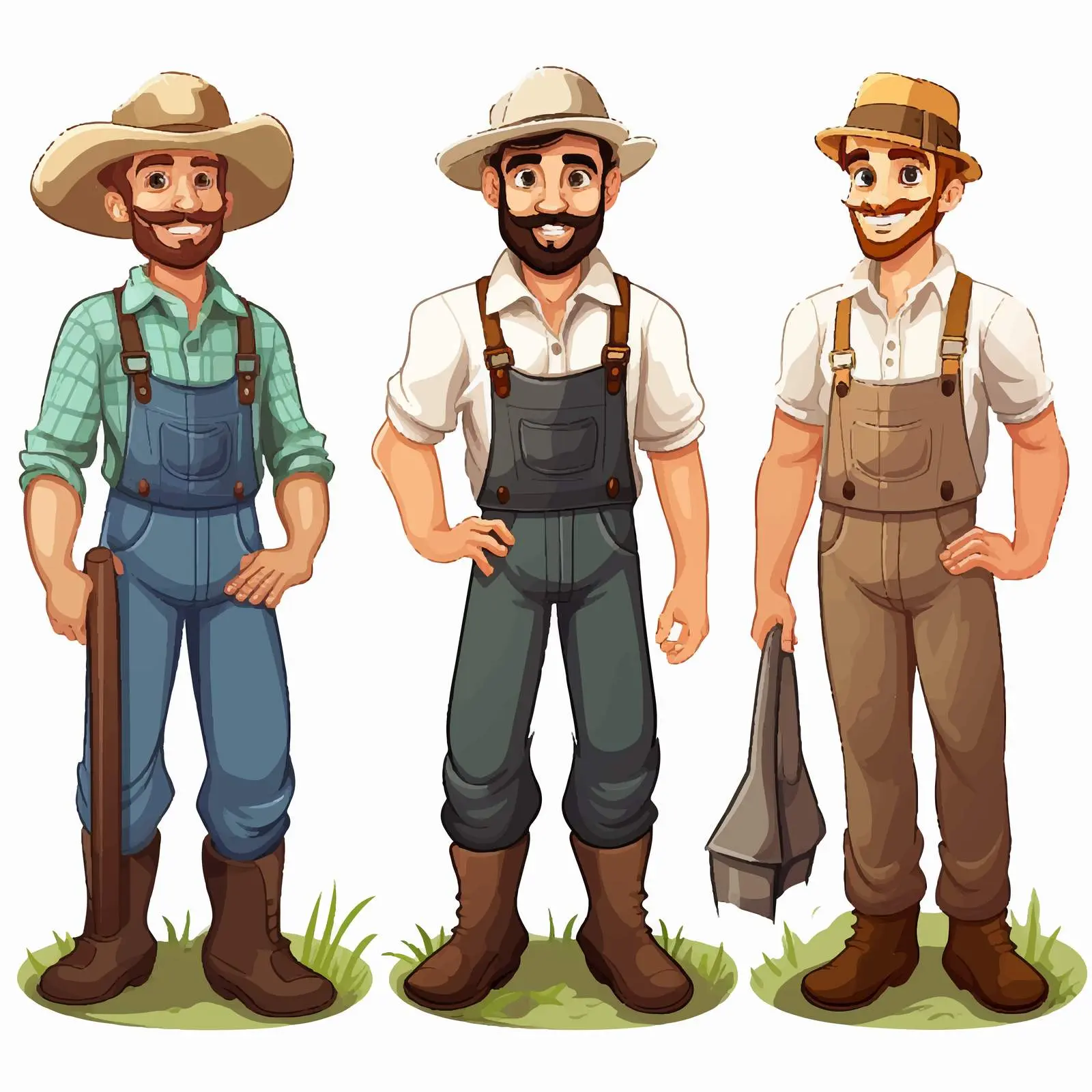 Cartoon Farmers in Various Outfits Vector Art — free download from Dotvec