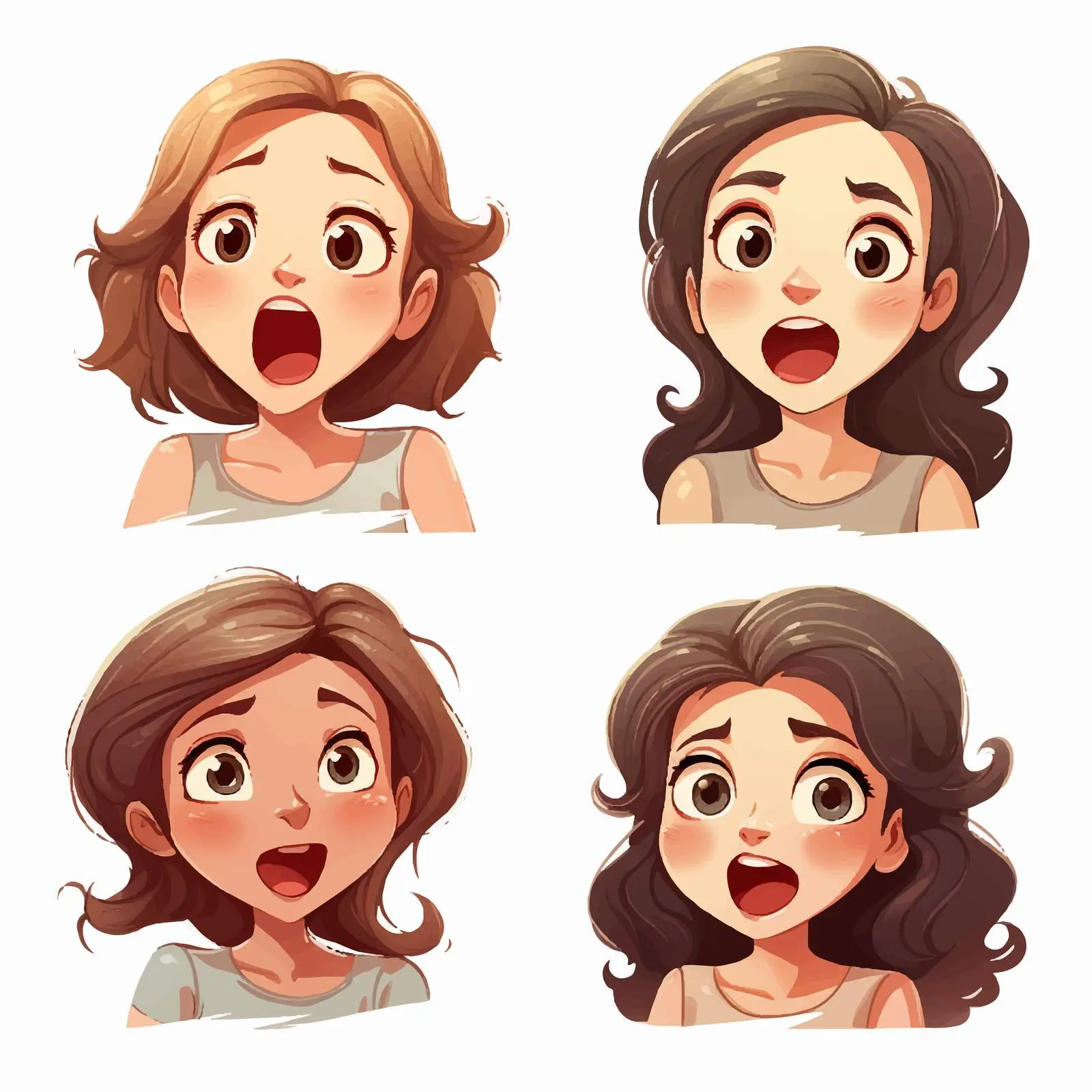 Cartoon Girls Expressing Diverse Emotions Vector Illustration — free download from Dotvec