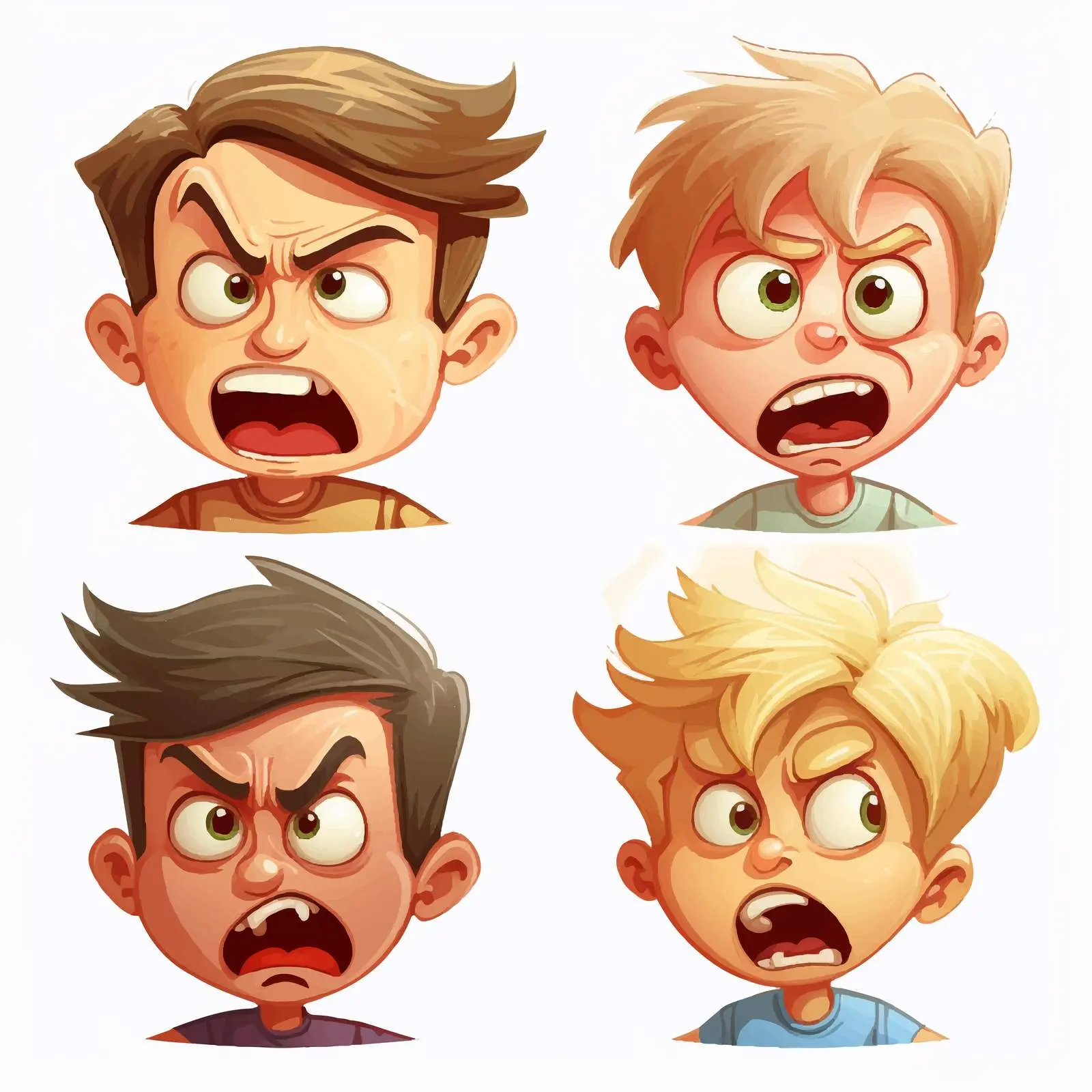 Children Displaying Different Angry Expressions Vector – free emotion vectors image from Dotvec