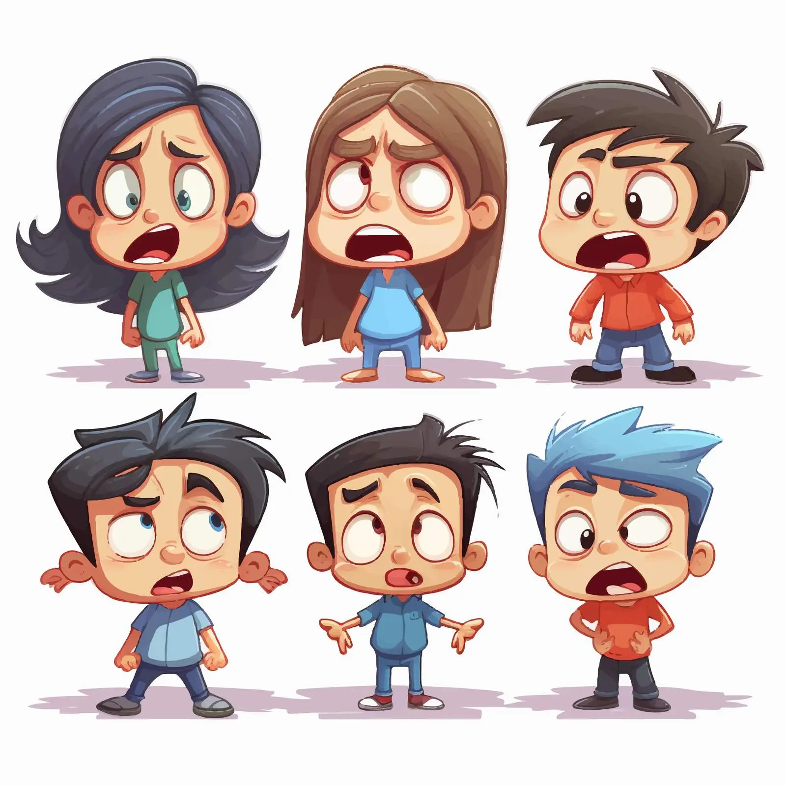 Cartoon Kids Expressing Various Angry Emotions — free download from Dotvec