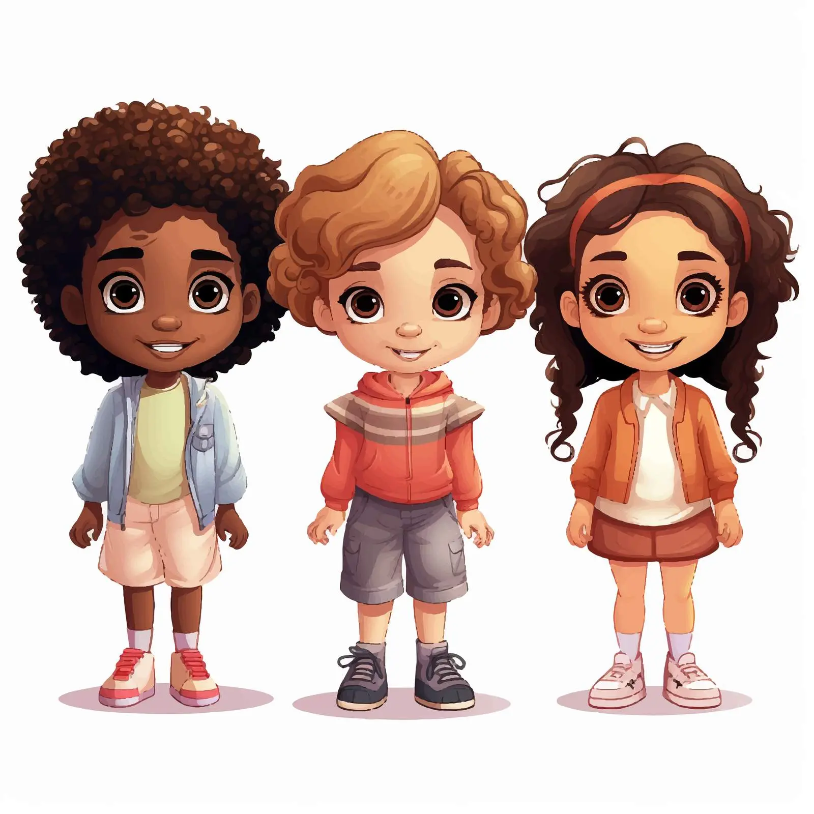 Diverse Cartoon Kids with Unique Hair and Skin Tones — free download from Dotvec