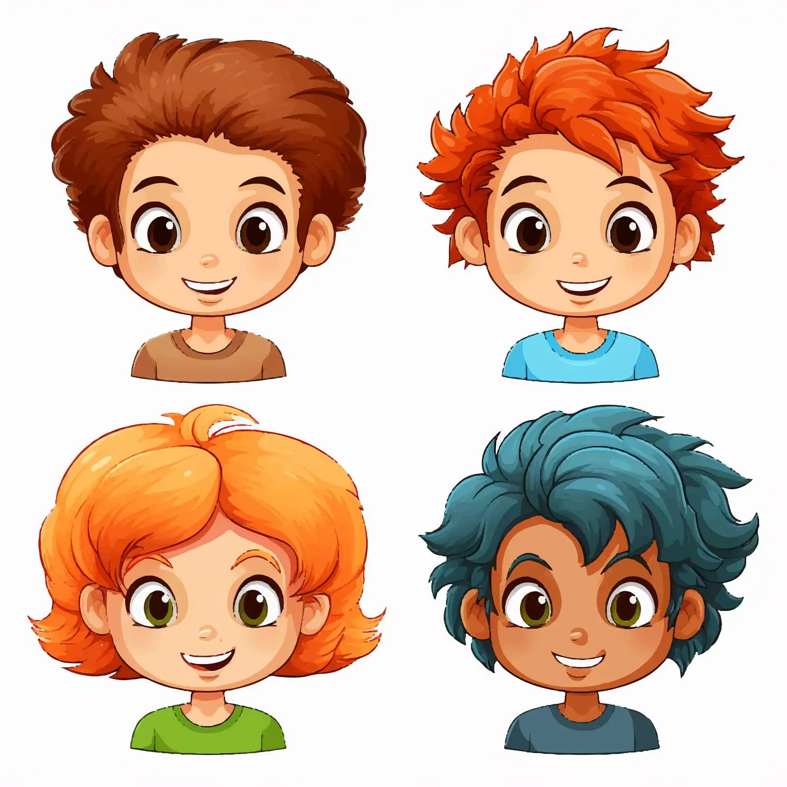 Diverse Cartoon Kids with Colorful Hair — free download from Dotvec