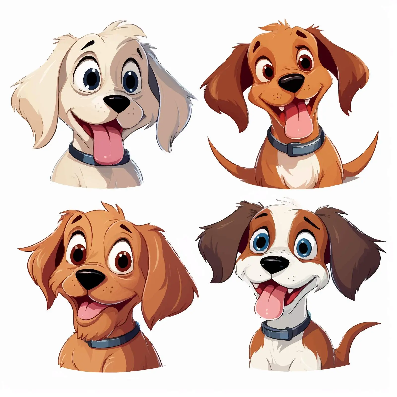 Cheerful Cartoon Dog Faces Collection — free download from Dotvec