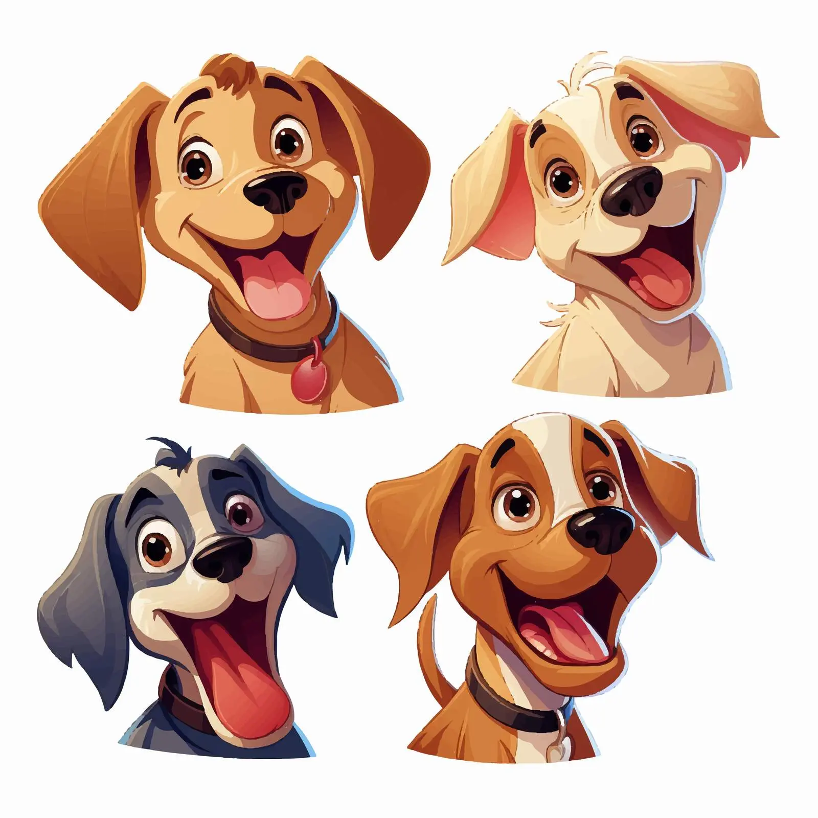 Cheerful Cartoon Dog Faces in Vector Art — free download from Dotvec