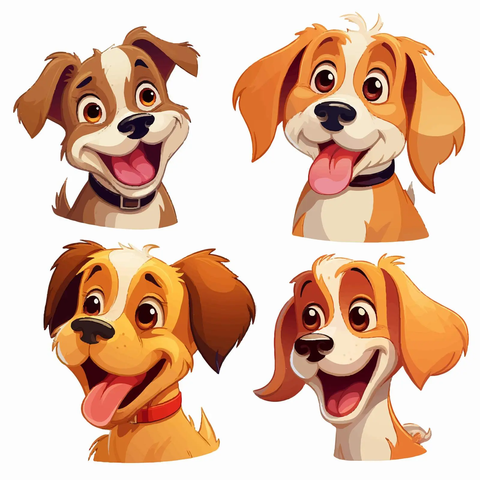 Cheerful Cartoon Dog Faces Vector Art — free download from Dotvec
