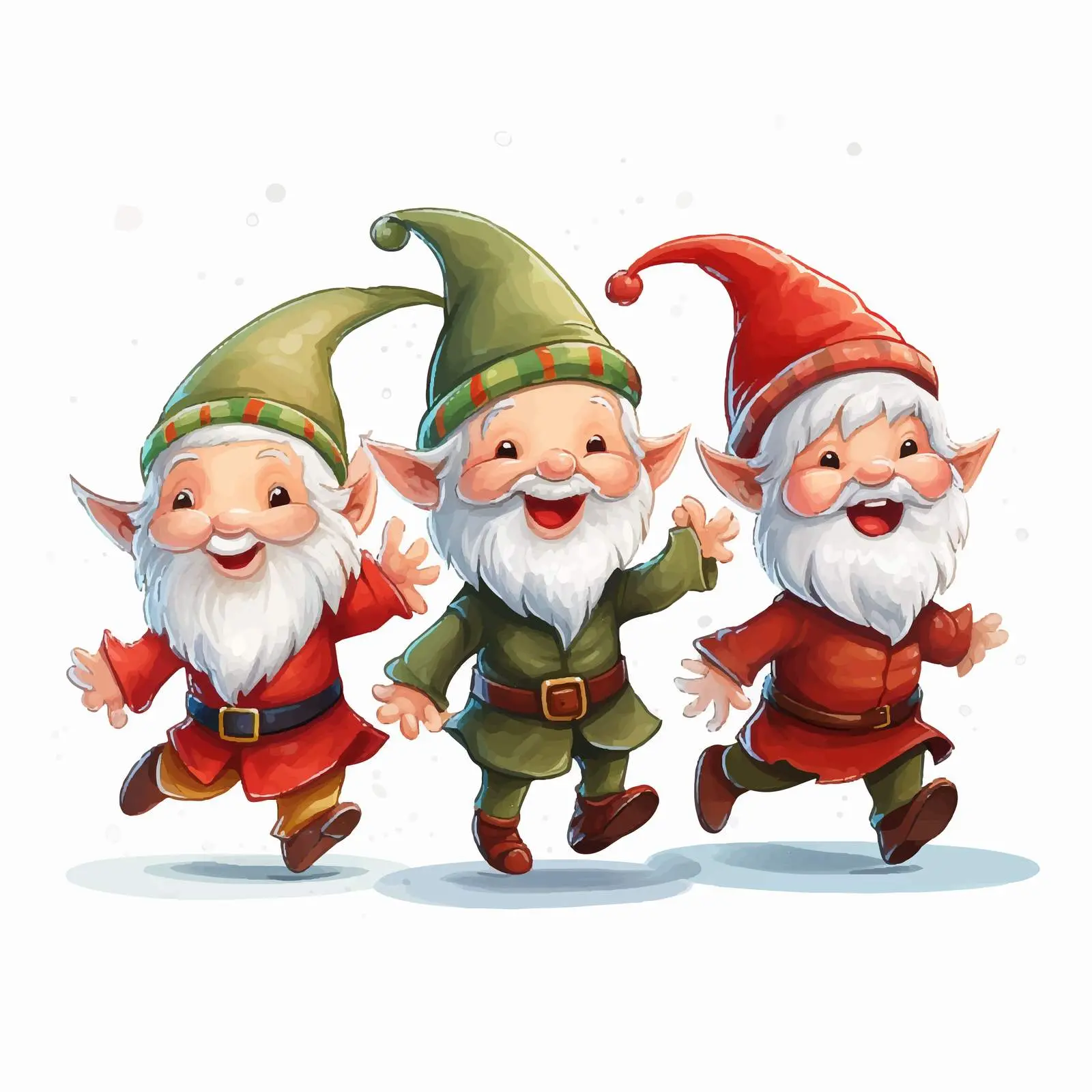 Cheerful Elves in Santa Hats Vector Art — free download from Dotvec