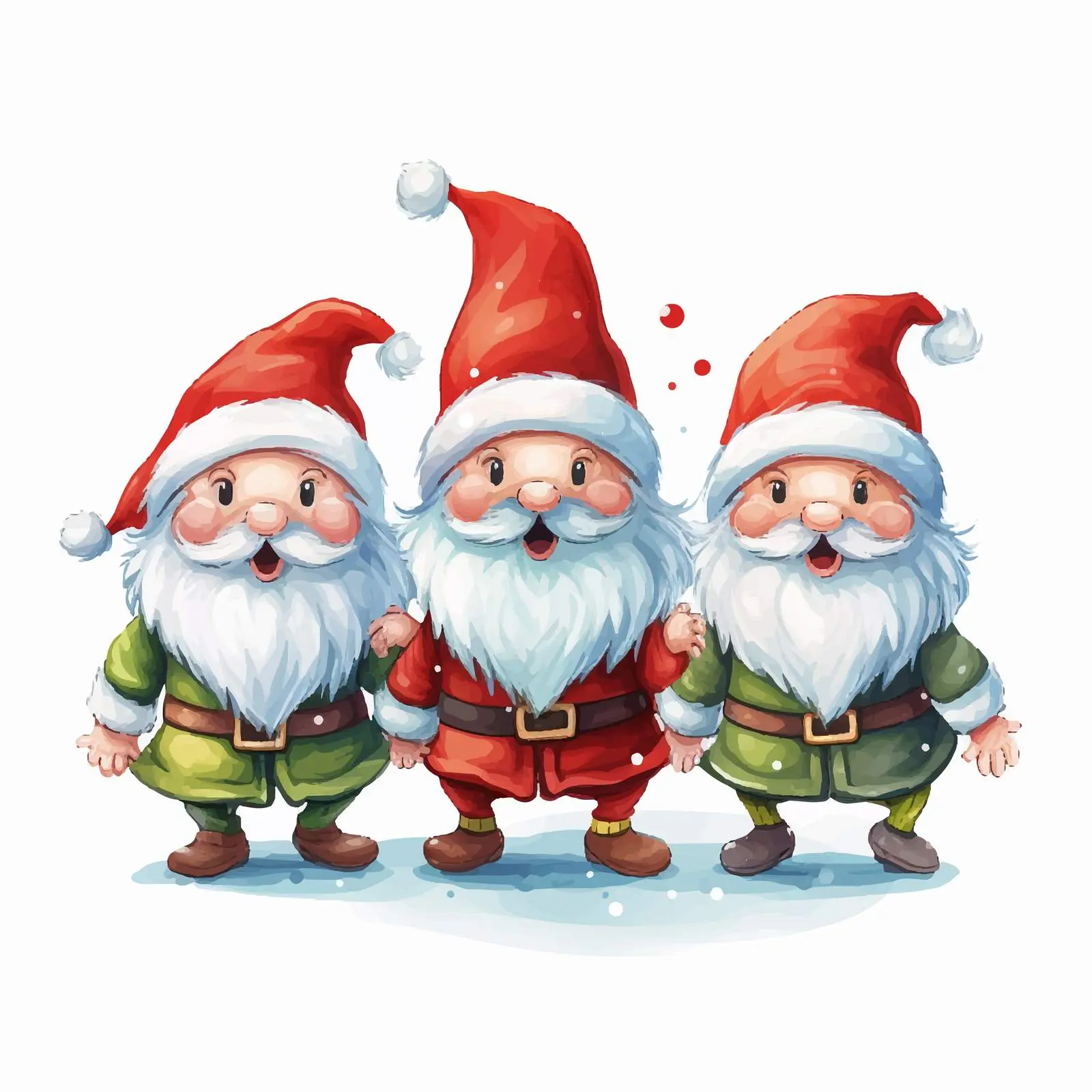 Cheerful Elves in Santa Hats Vector Illustration — free download from Dotvec
