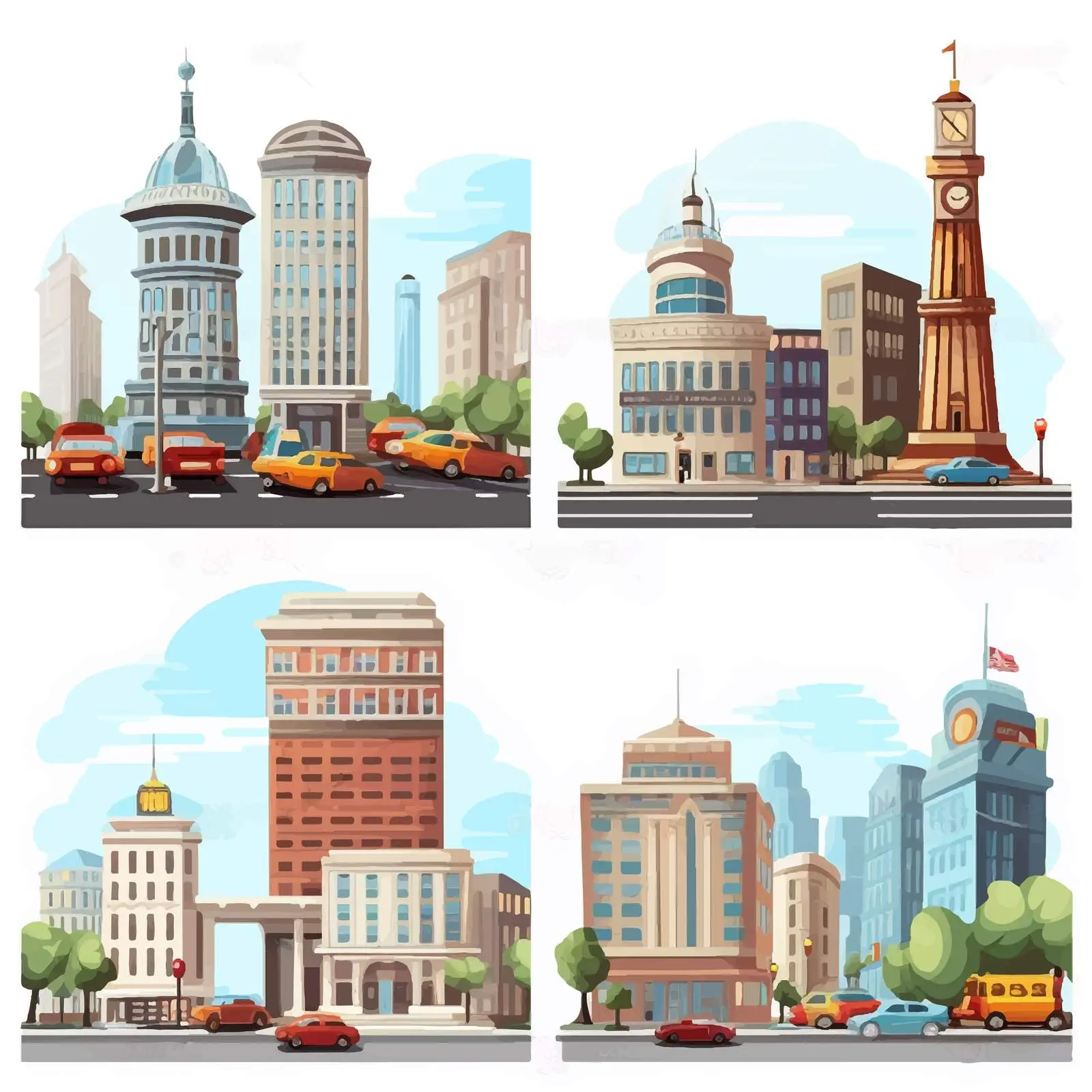 Four Vibrant City Scenes at Daytime — free download from Dotvec