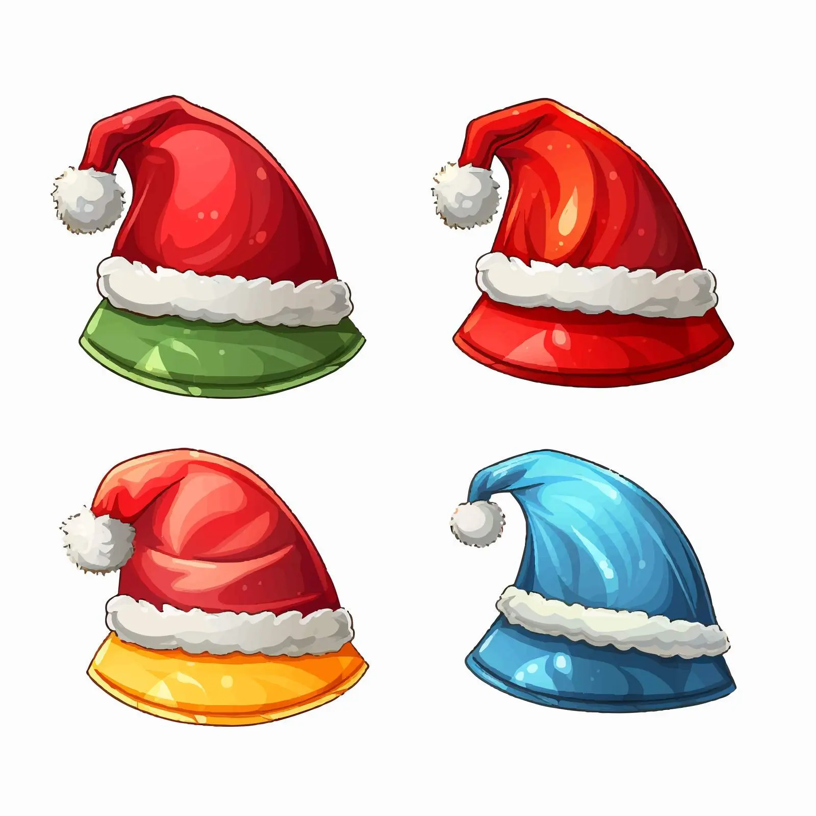 Colorful Santa Hats in Holiday Spirit Vector – free festive fashion image from Dotvec
