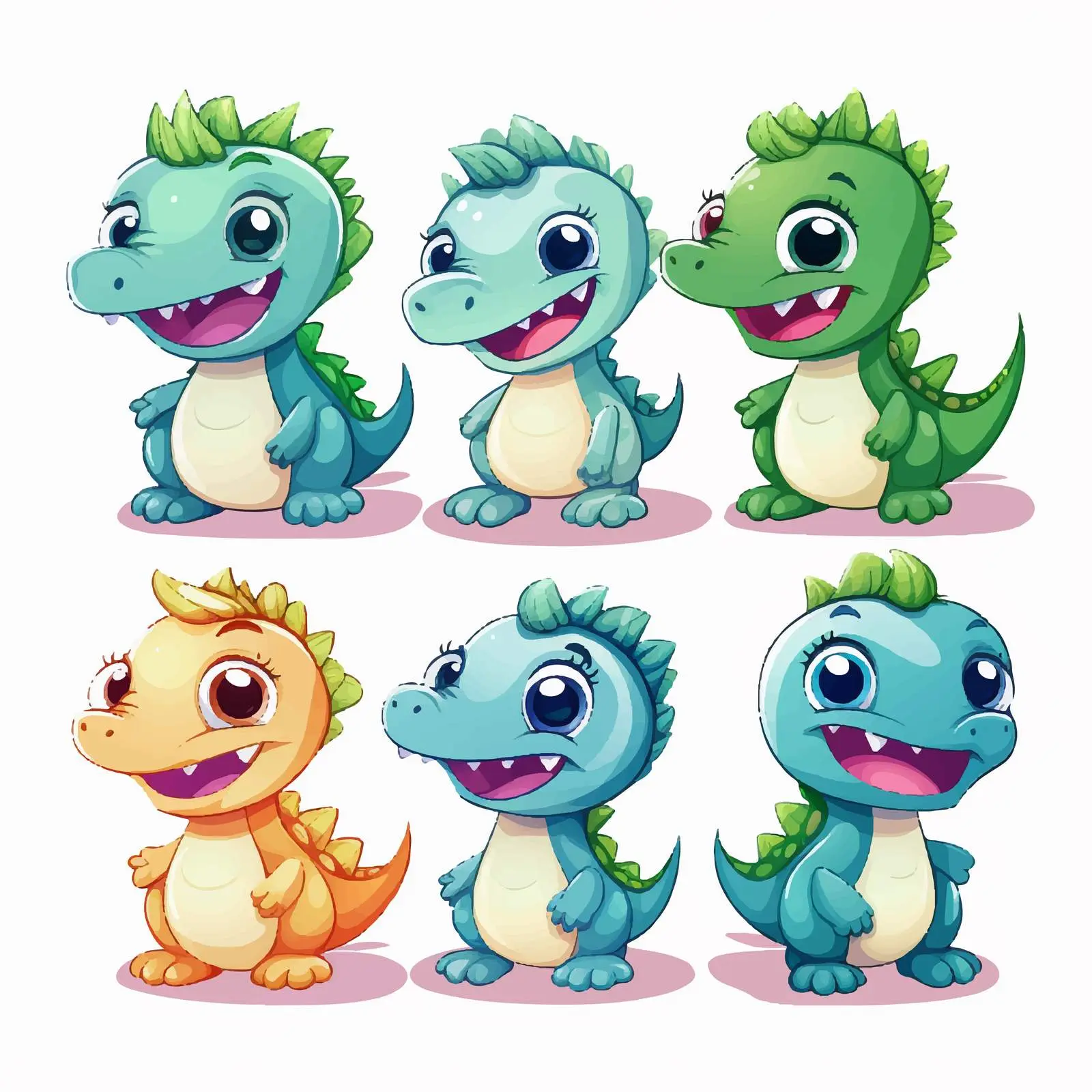 Cute Baby Dinosaurs Smiling Vector Art — free download from Dotvec
