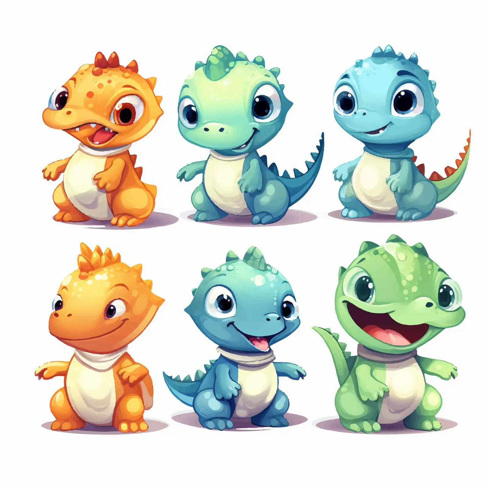 Cheerful Baby Dinosaurs Vector Art — free download from Dotvec