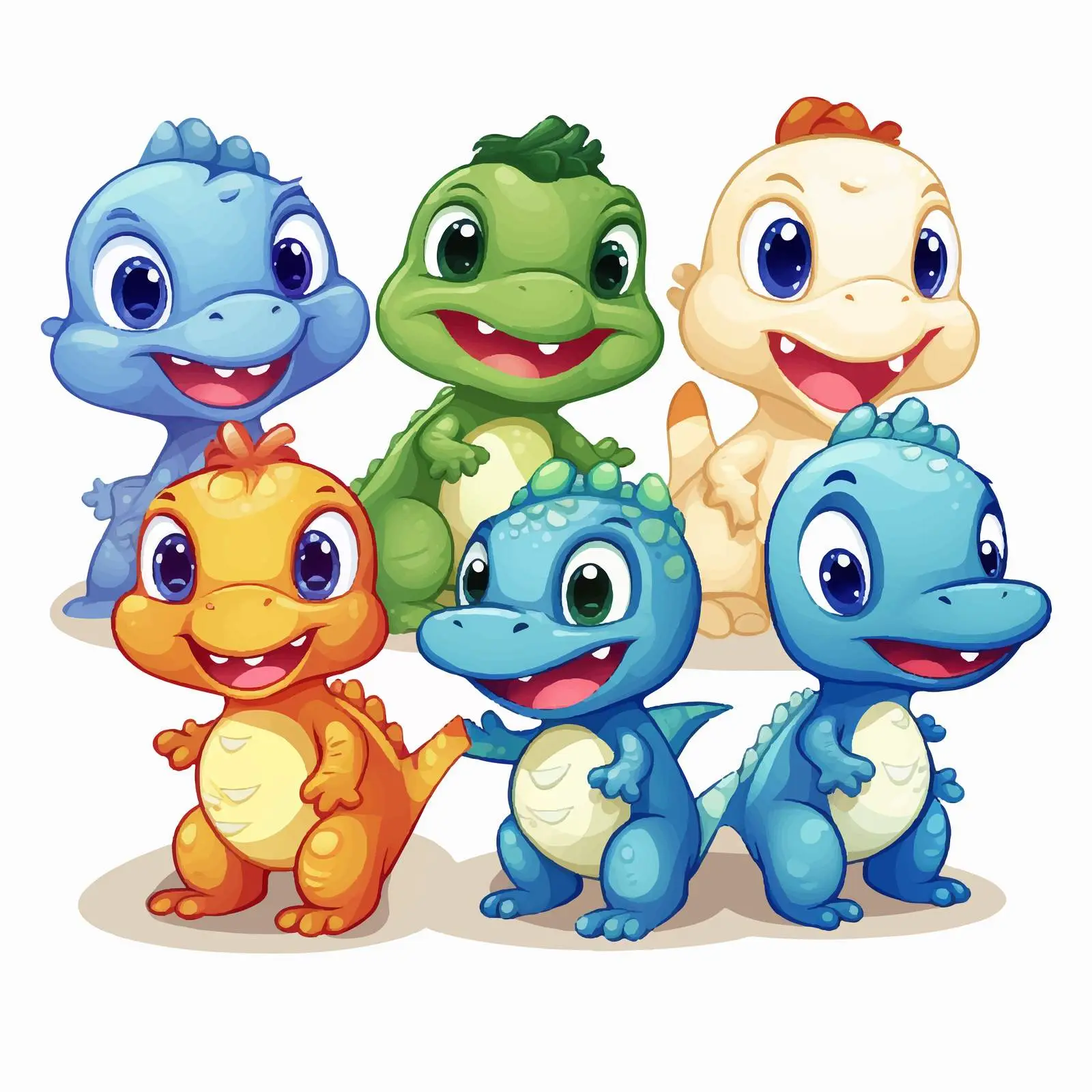 Cute Baby Dinosaurs Smiling Vector Illustration – free lovable character image from Dotvec