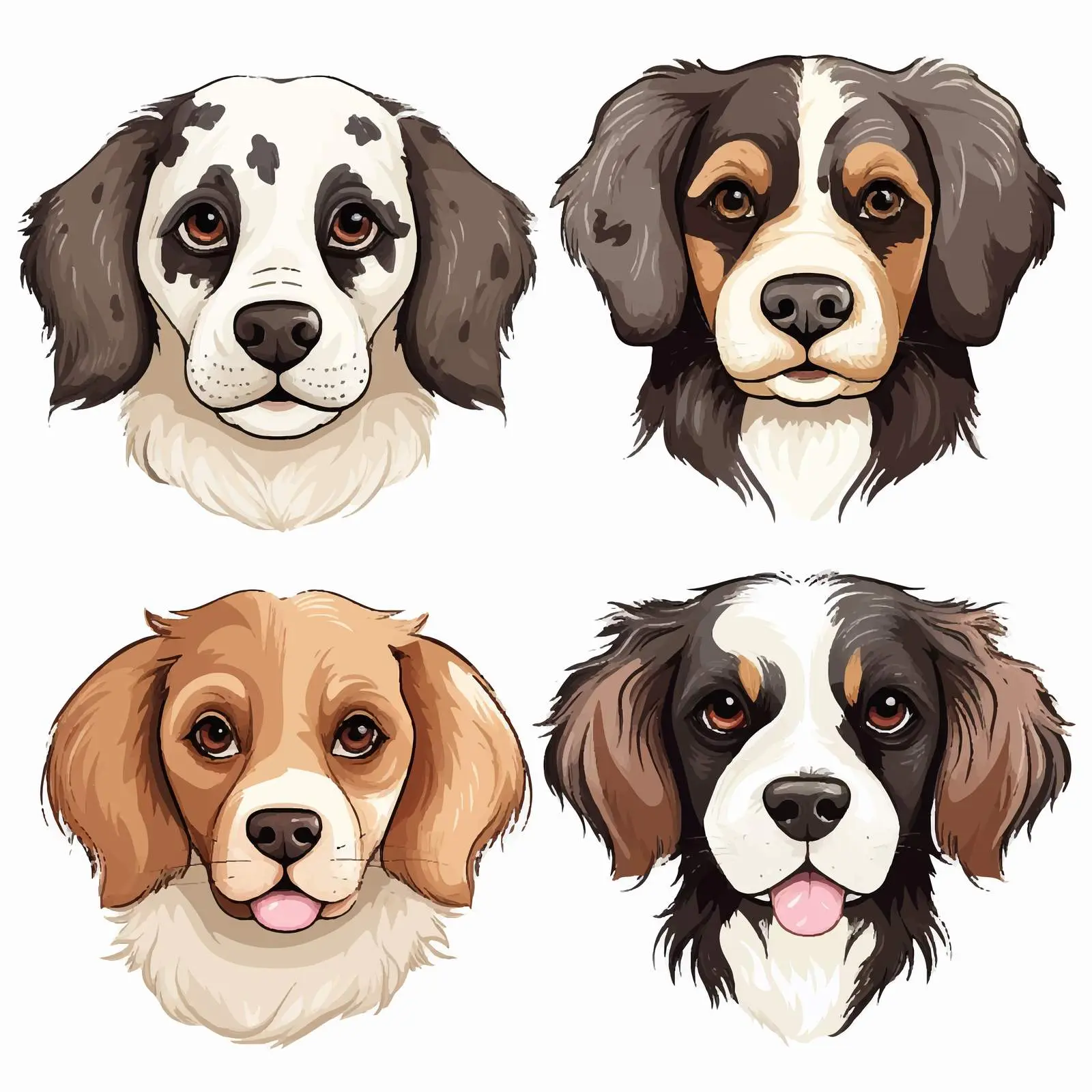 Adorable Cartoon Dog Faces Vector Illustrations – free vector pet image from Dotvec