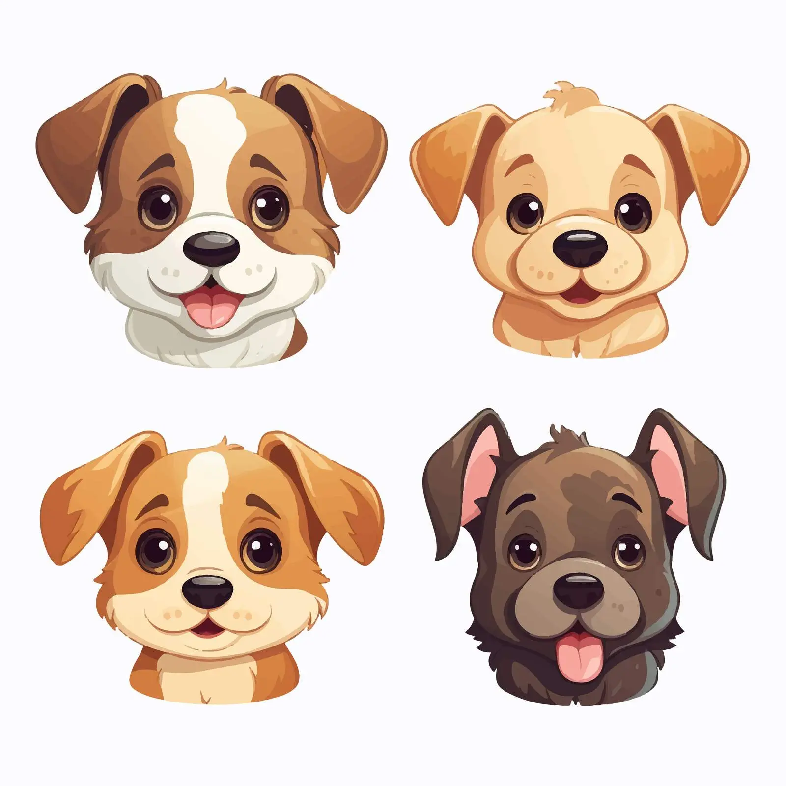 Cute Cartoon Dog Faces Vector Illustrations — free download from Dotvec
