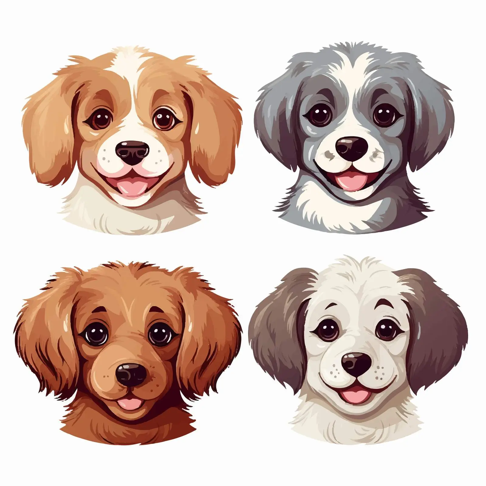 Cute Illustrated Puppy Faces Vector Art — free download from Dotvec