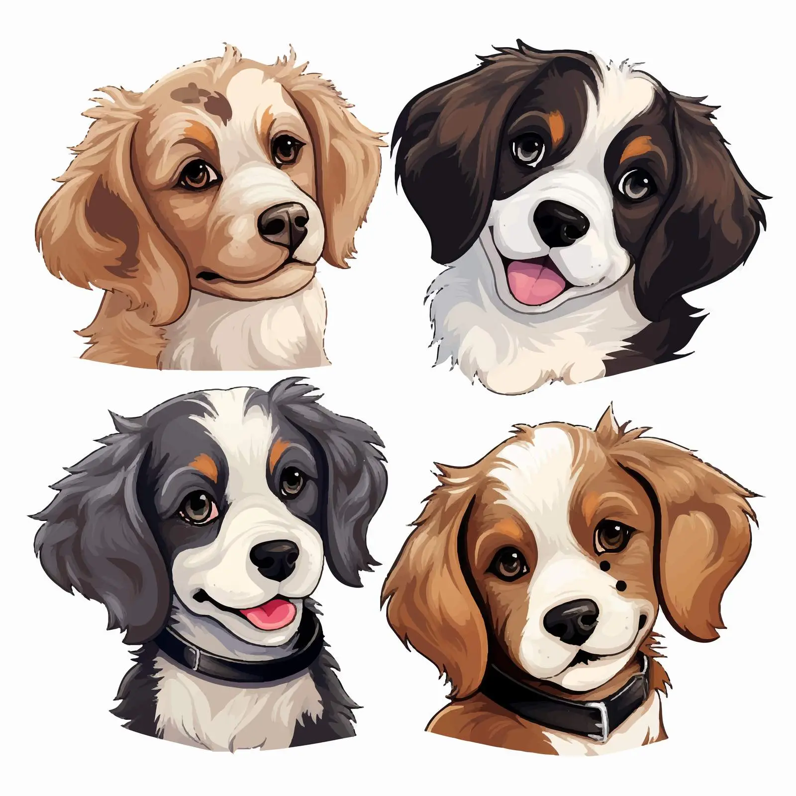 Cute Vector Illustrated Puppy Faces — free download from Dotvec