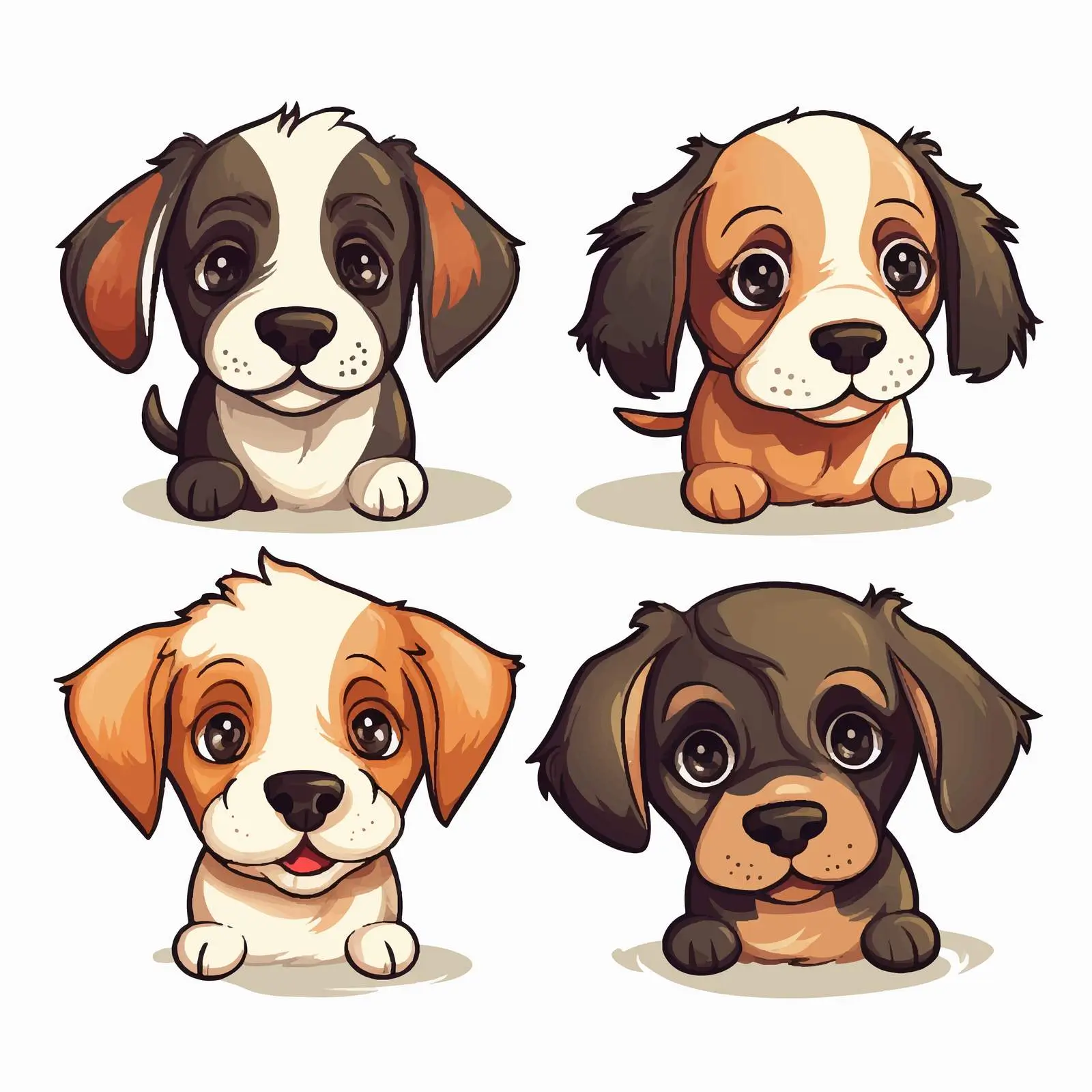 Cute Illustrated Puppy Faces Vector Collection — free download from Dotvec