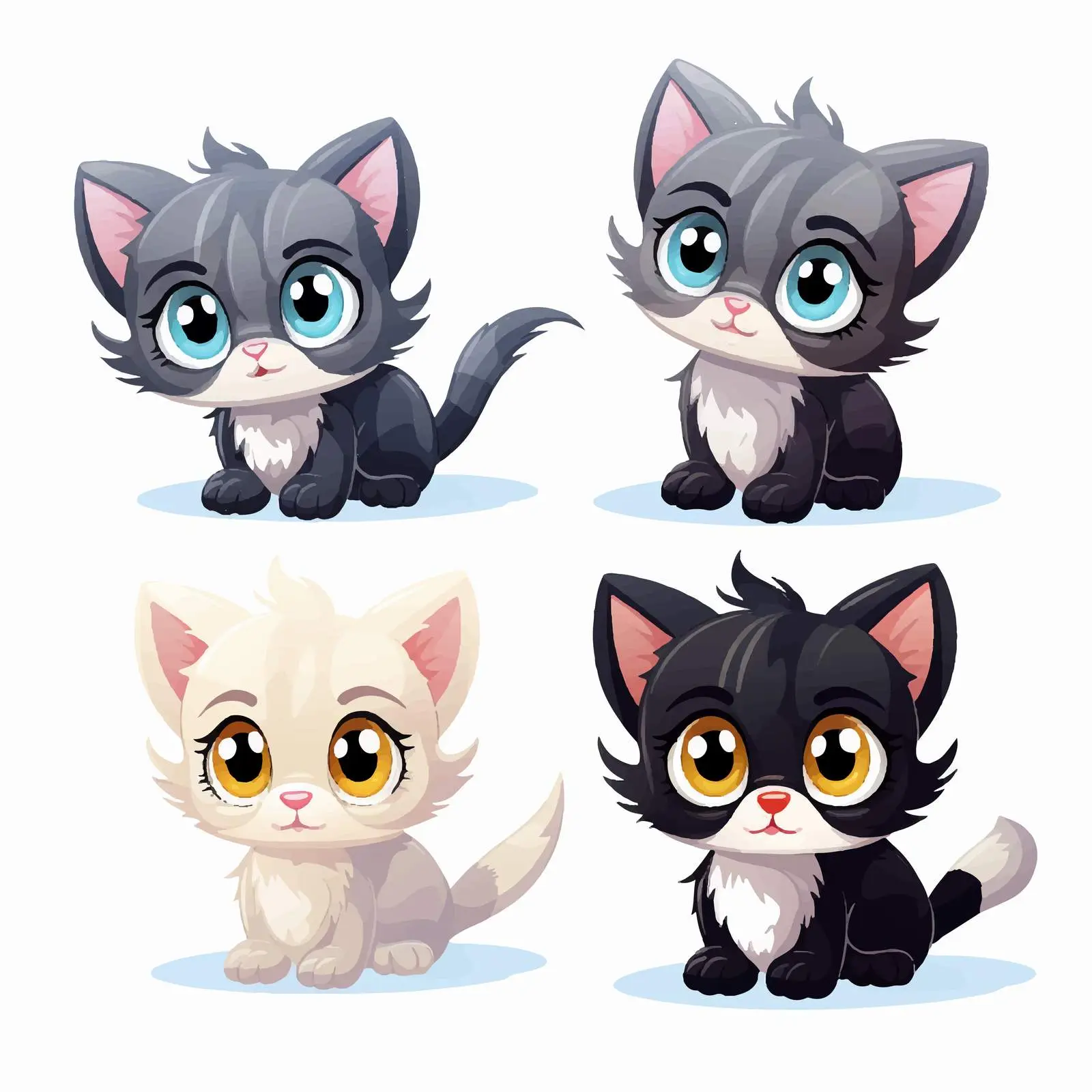 Adorable Vector Kittens with Expressive Eyes — free download from Dotvec