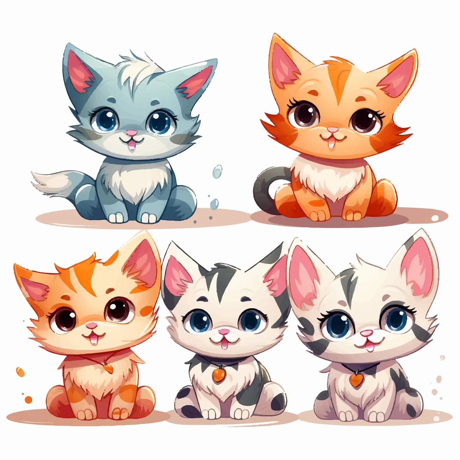 Adorable Vector Kittens with Expressive Eyes – free animals vector image from Dotvec