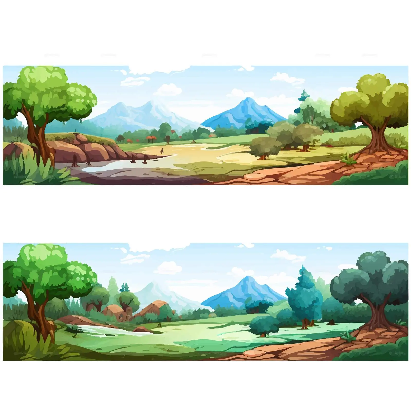 Four Diverse Nature Horizontal Scene Illustrations — free download from Dotvec